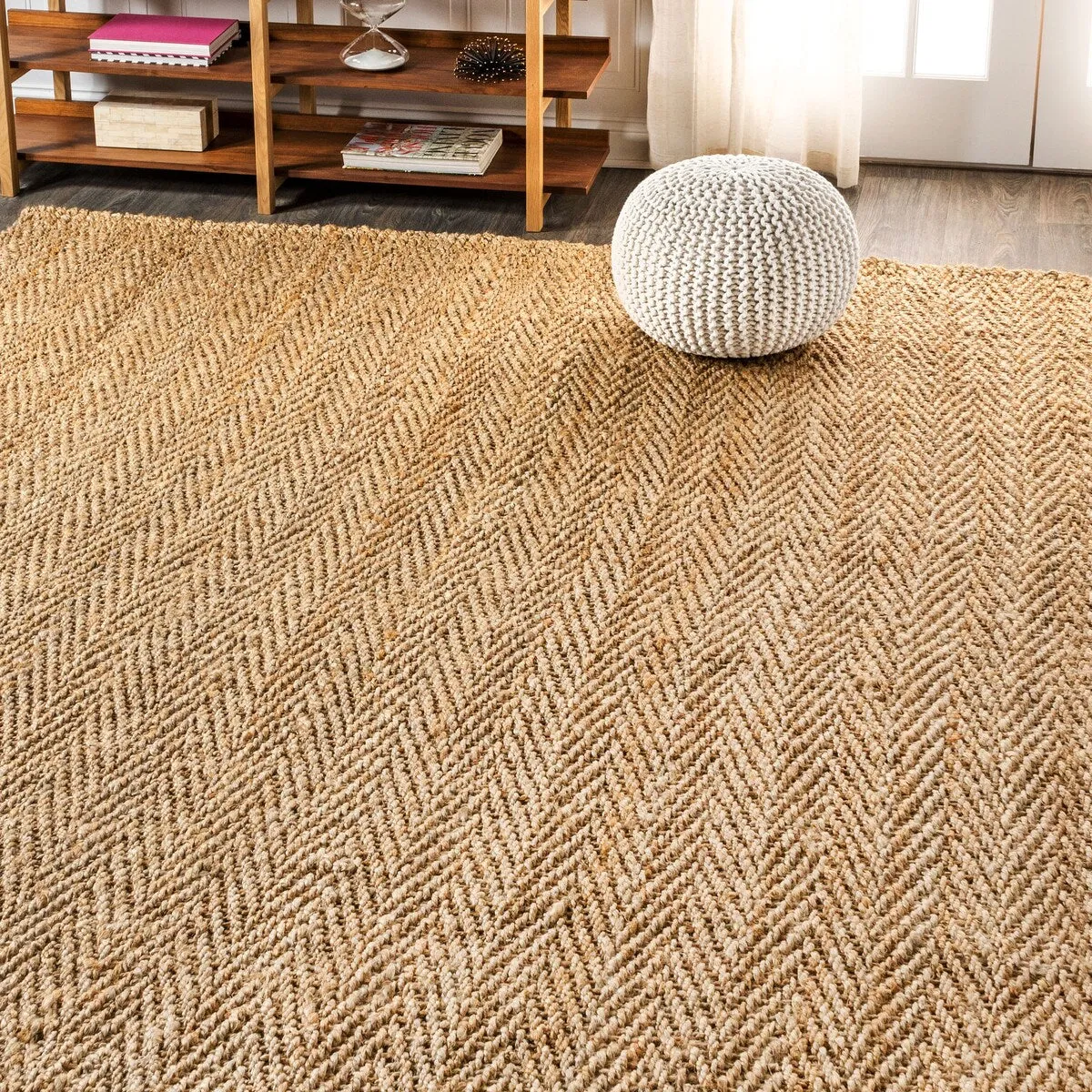 JONATHAN Y Estera Hand Woven Herringbone Chunky Jute Area Rug