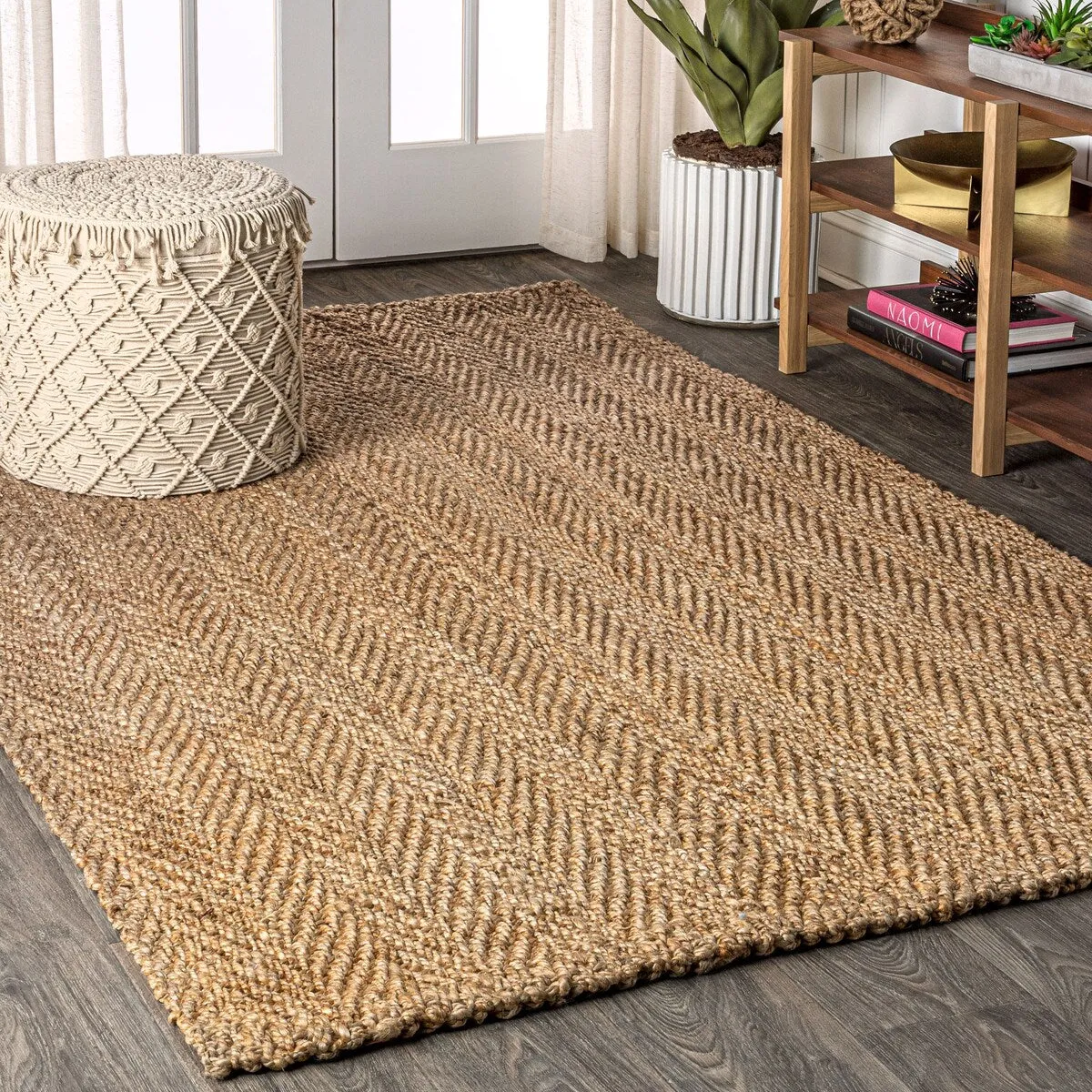 JONATHAN Y Estera Hand Woven Herringbone Chunky Jute Area Rug