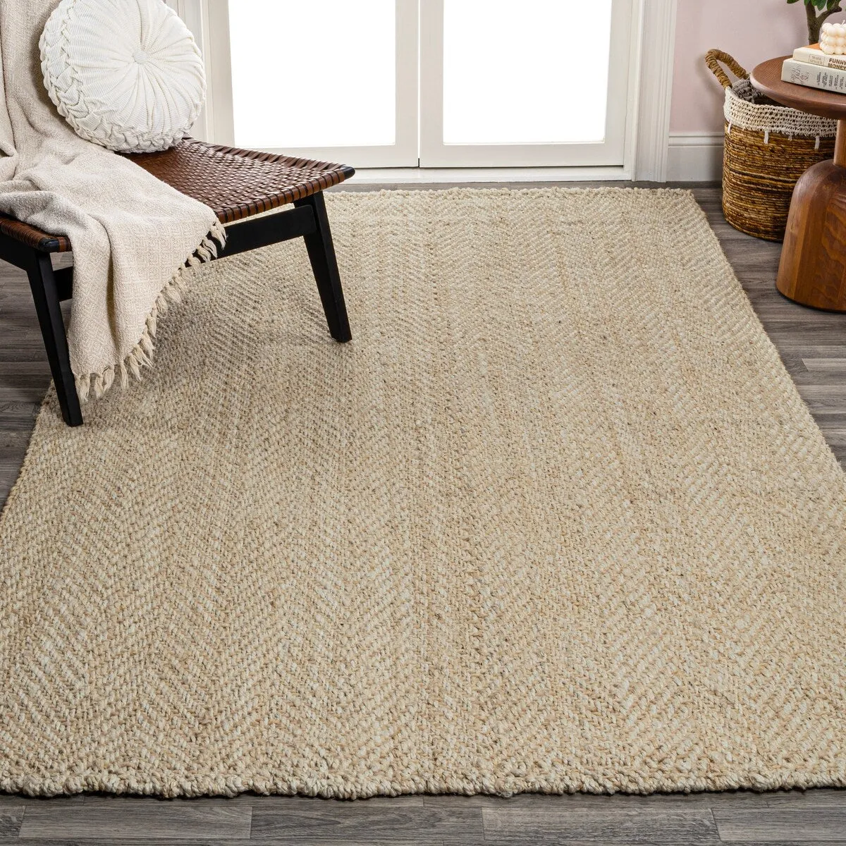 JONATHAN Y Estera Hand Woven Herringbone Chunky Jute Area Rug