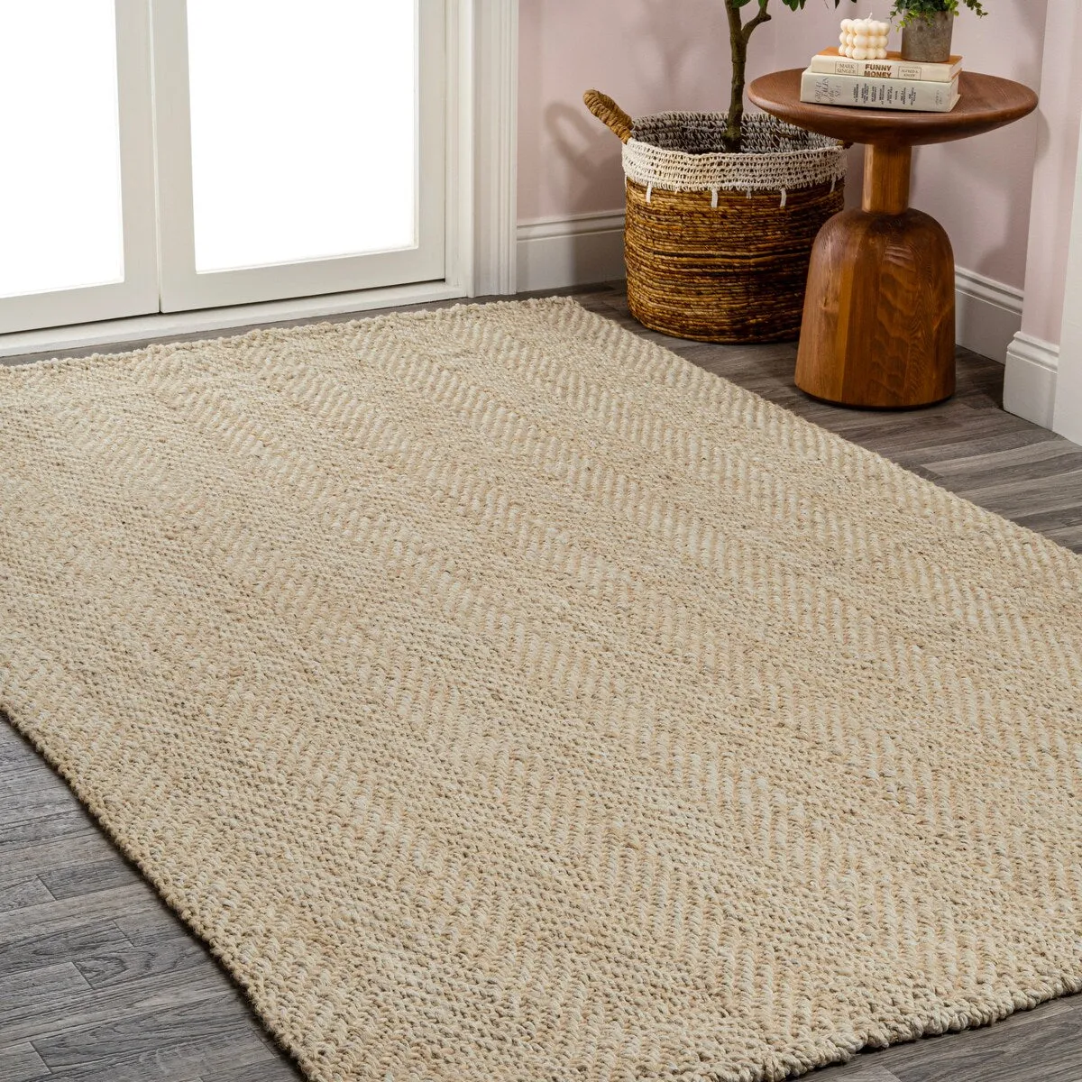 JONATHAN Y Estera Hand Woven Herringbone Chunky Jute Area Rug