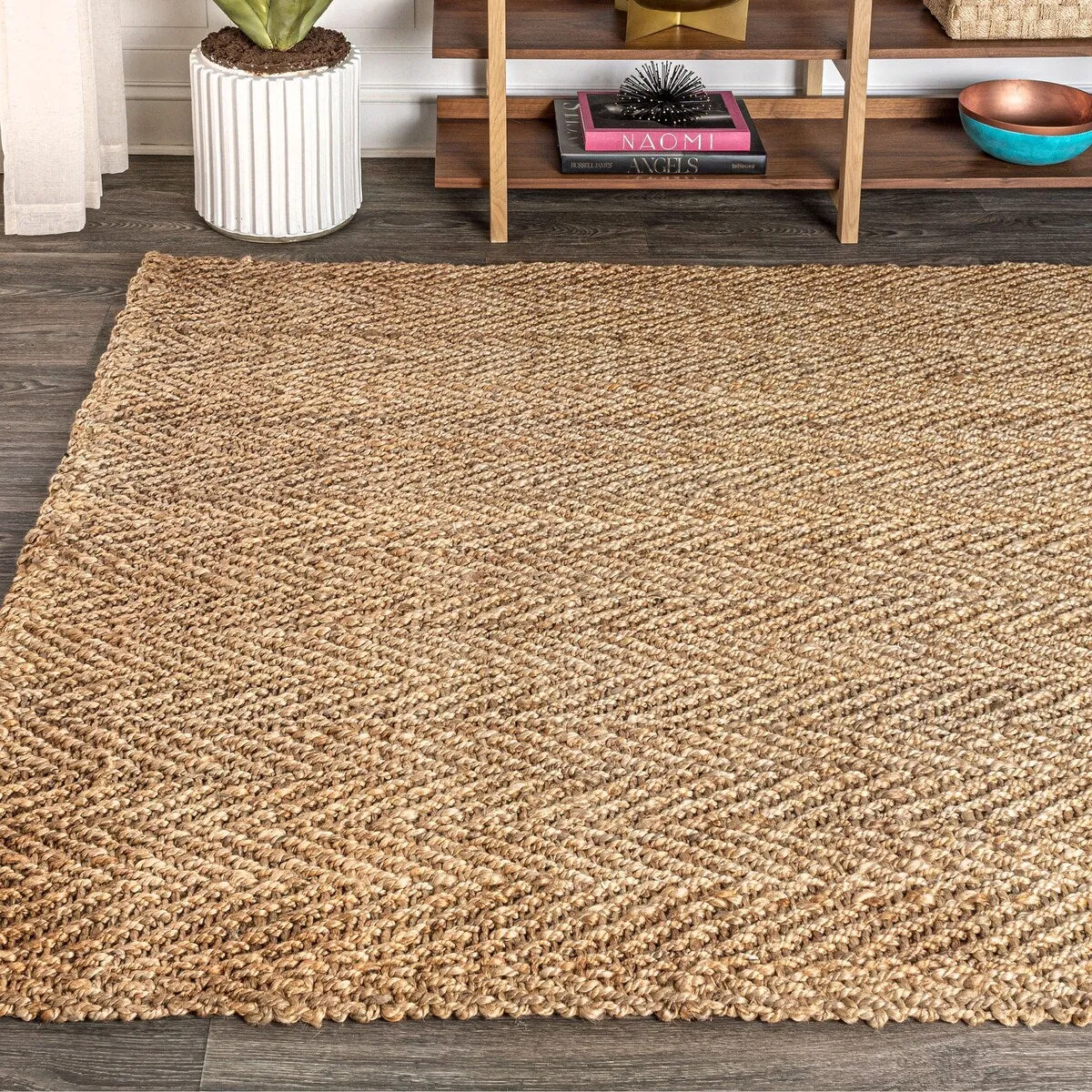 JONATHAN Y Estera Hand Woven Herringbone Chunky Jute Area Rug