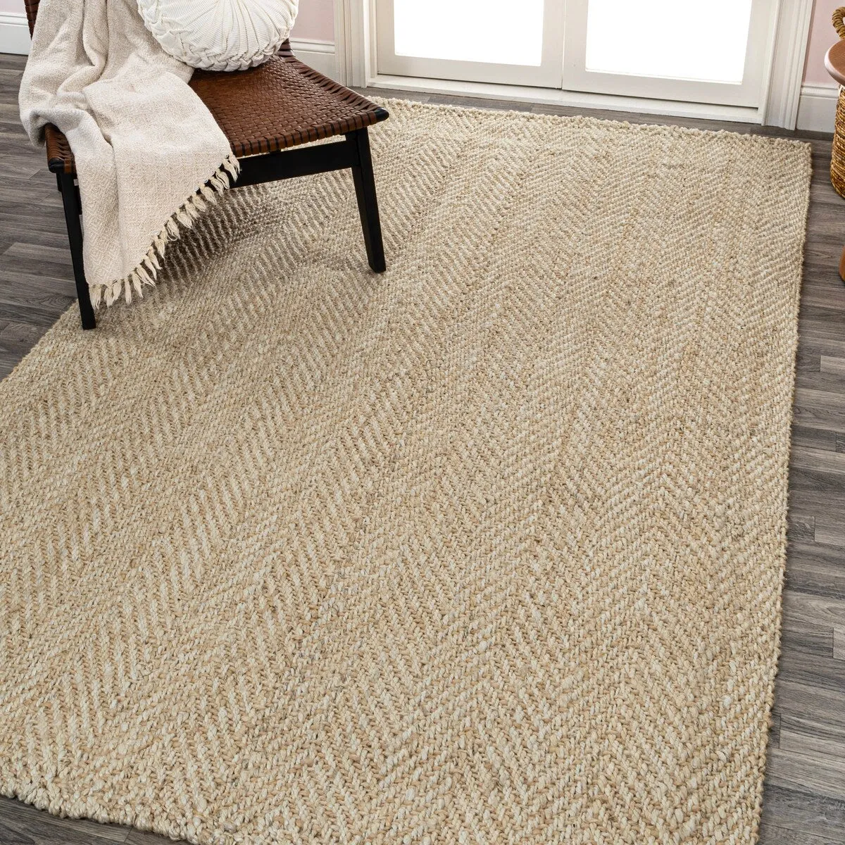 JONATHAN Y Estera Hand Woven Herringbone Chunky Jute Area Rug