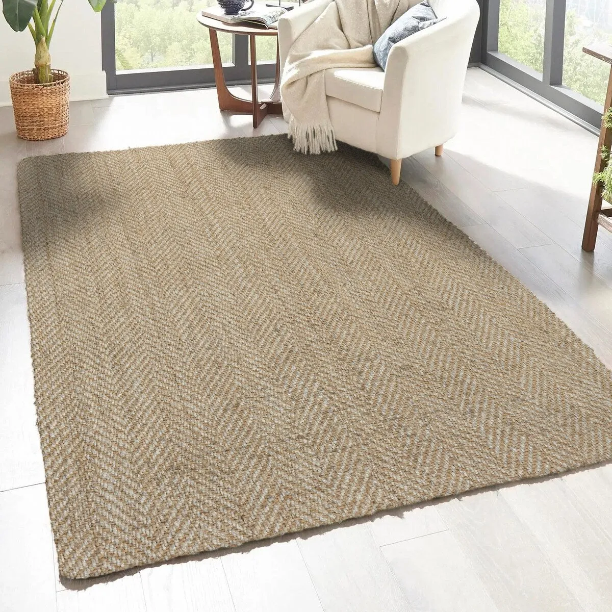 JONATHAN Y Estera Hand Woven Herringbone Chunky Jute Area Rug