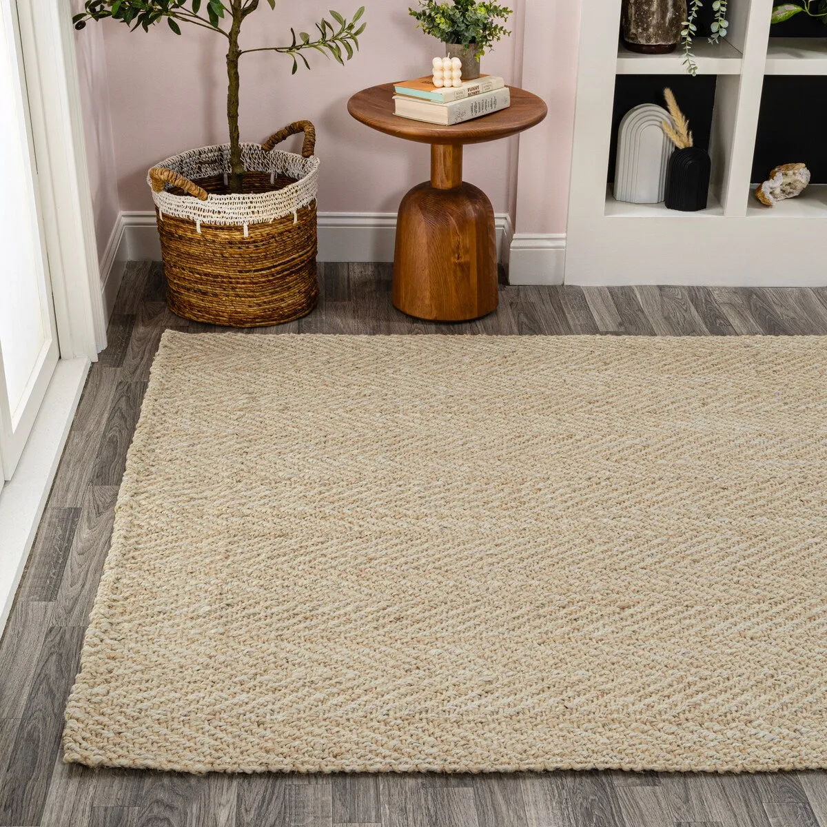 JONATHAN Y Estera Hand Woven Herringbone Chunky Jute Area Rug