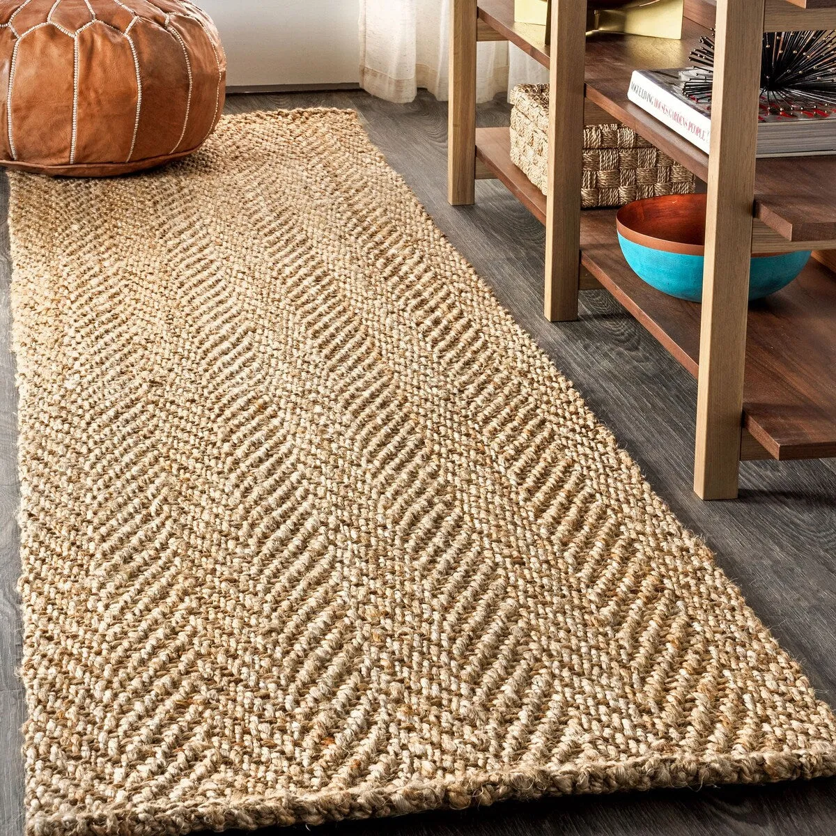 JONATHAN Y Estera Hand Woven Herringbone Chunky Jute Area Rug