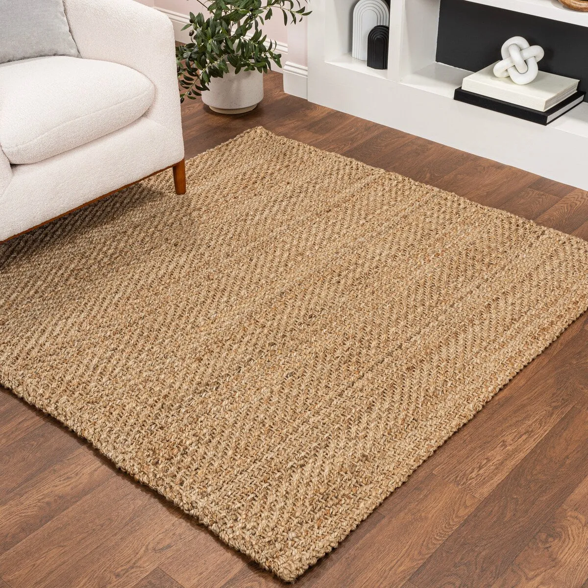 JONATHAN Y Estera Hand Woven Herringbone Chunky Jute Area Rug