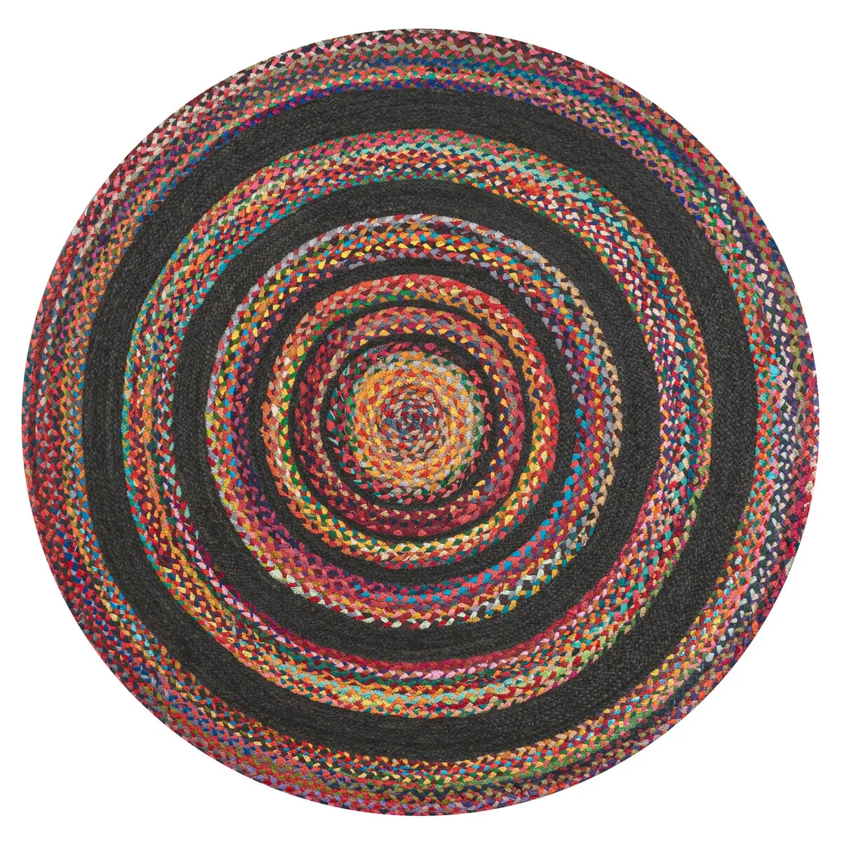 JONATHAN Y Flora Braided Bohemian Coastal Round Jute Area Rug