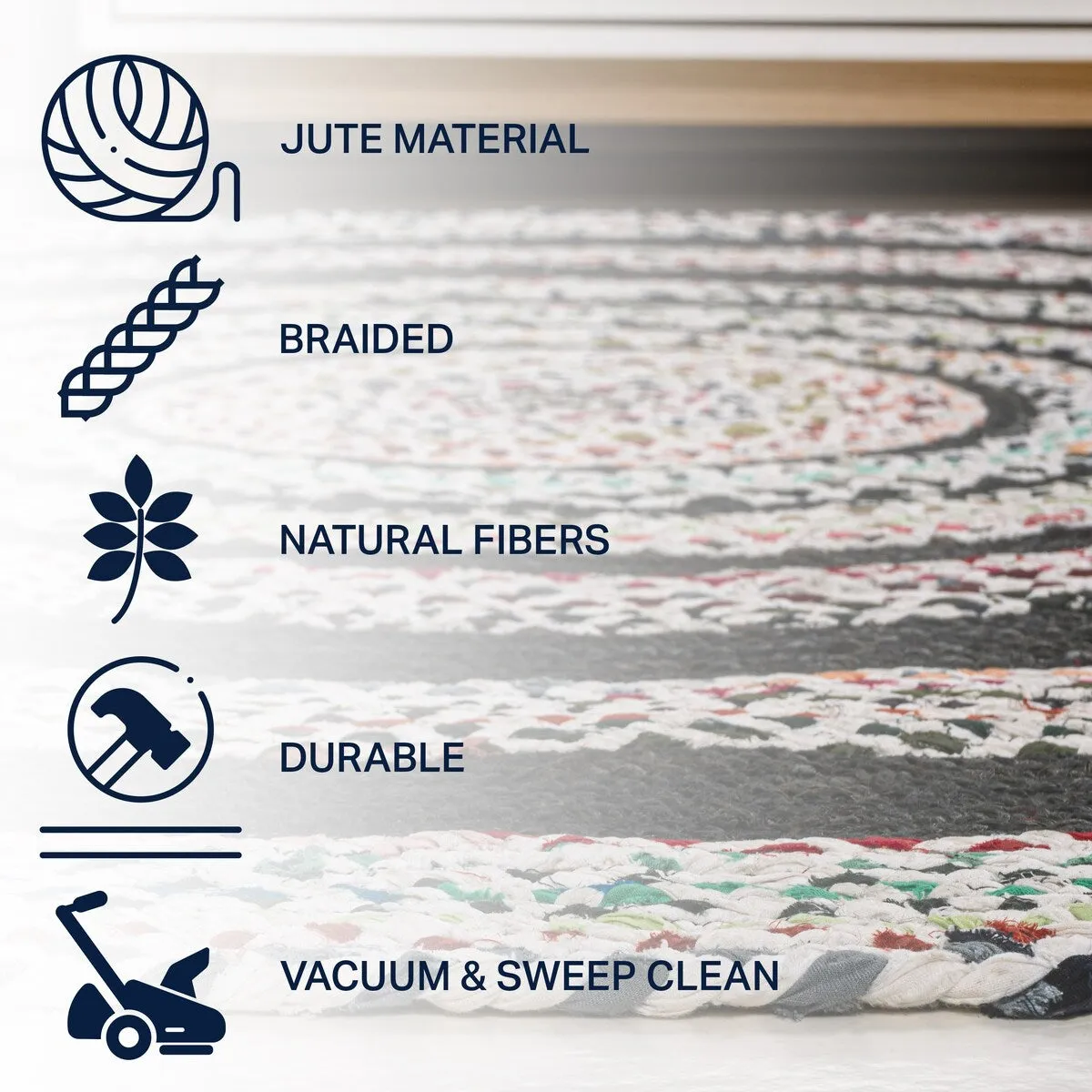 JONATHAN Y Flora Braided Bohemian Coastal Round Jute Area Rug