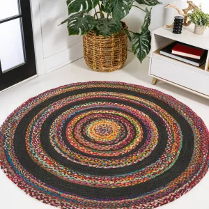 JONATHAN Y Flora Braided Bohemian Coastal Round Jute Area Rug