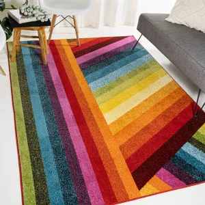 JONATHAN Y Kingdarr Rainbow Contemporary Stripe Multi Area Rug