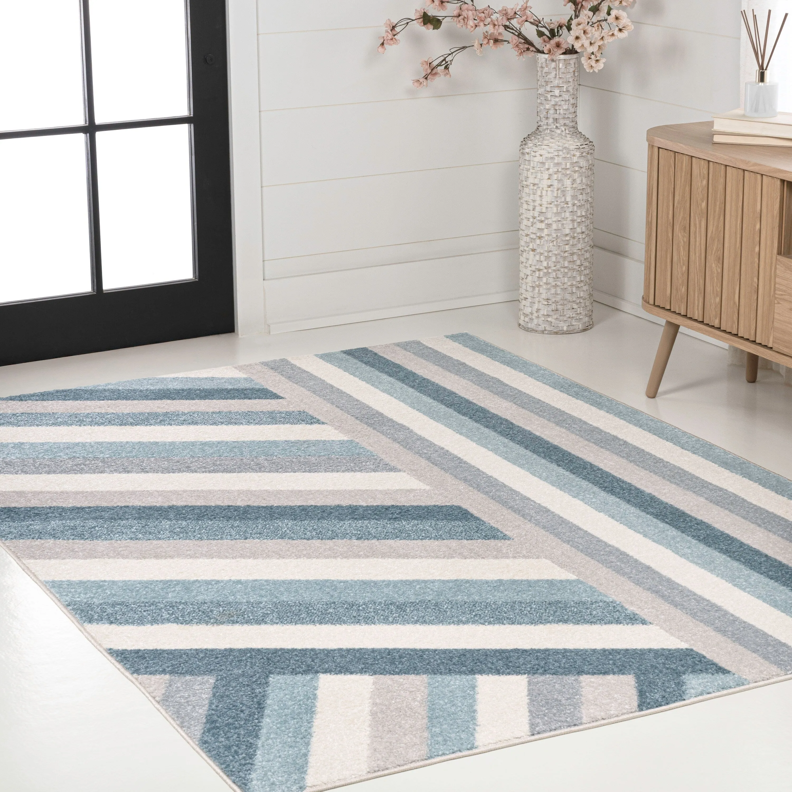 JONATHAN Y Kingdarr Rainbow Contemporary Stripe Multi Area Rug