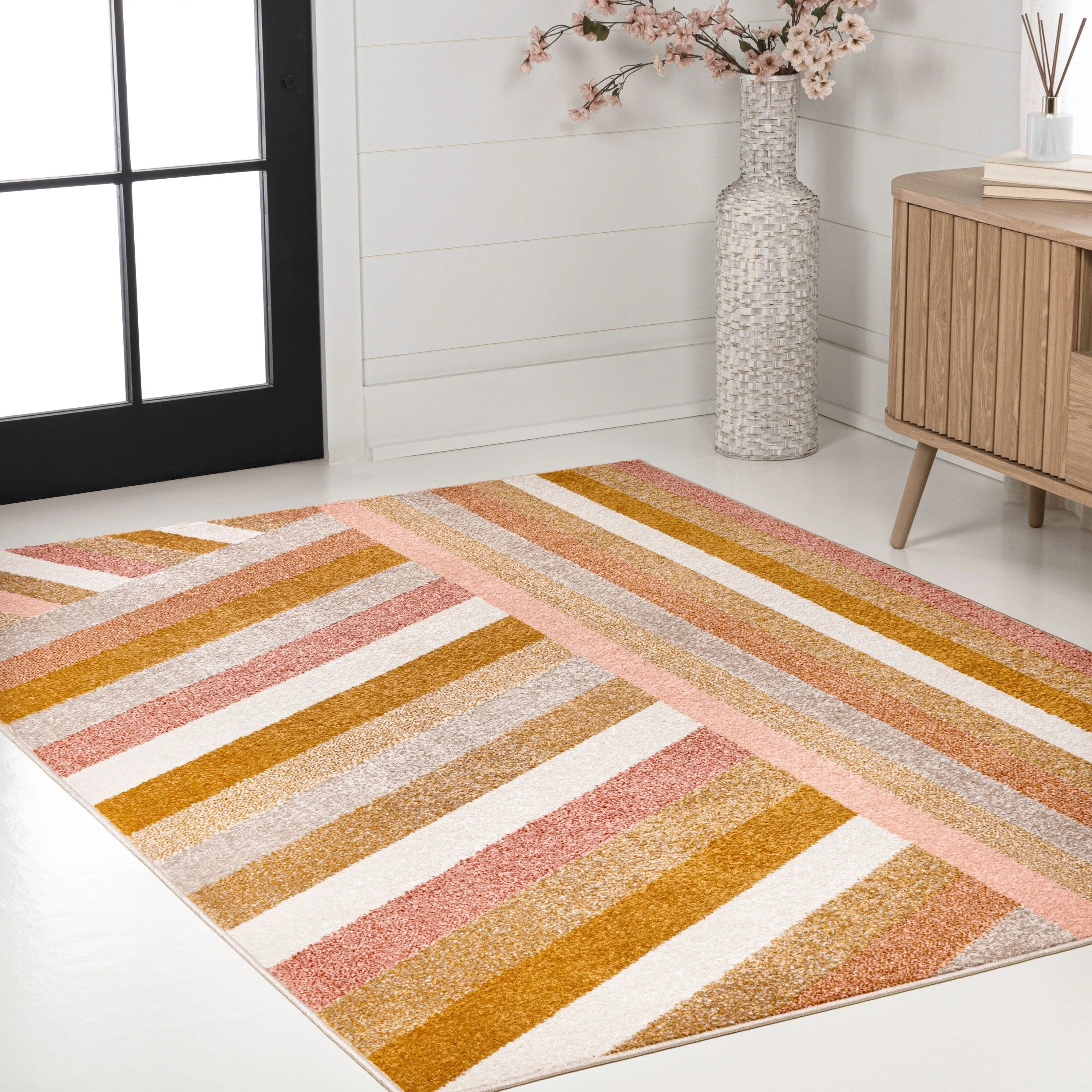 JONATHAN Y Kingdarr Rainbow Contemporary Stripe Multi Area Rug