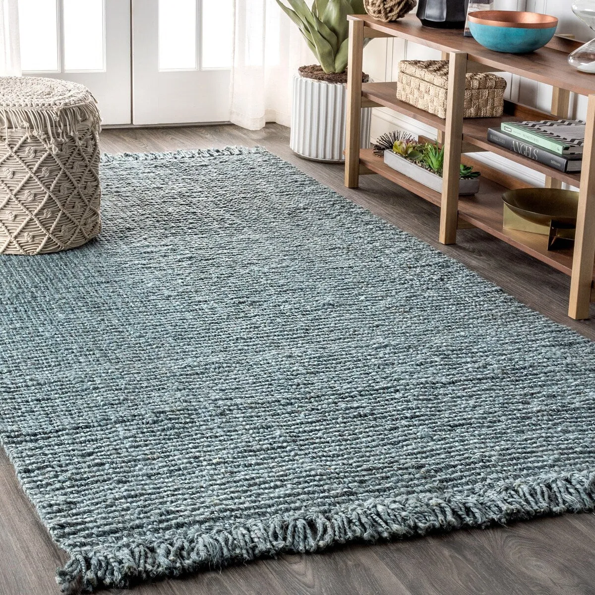 JONATHAN Y Maras Hand Woven Chunky Jute with Fringe Area Rug
