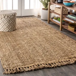 JONATHAN Y Maras Hand Woven Chunky Jute with Fringe Area Rug