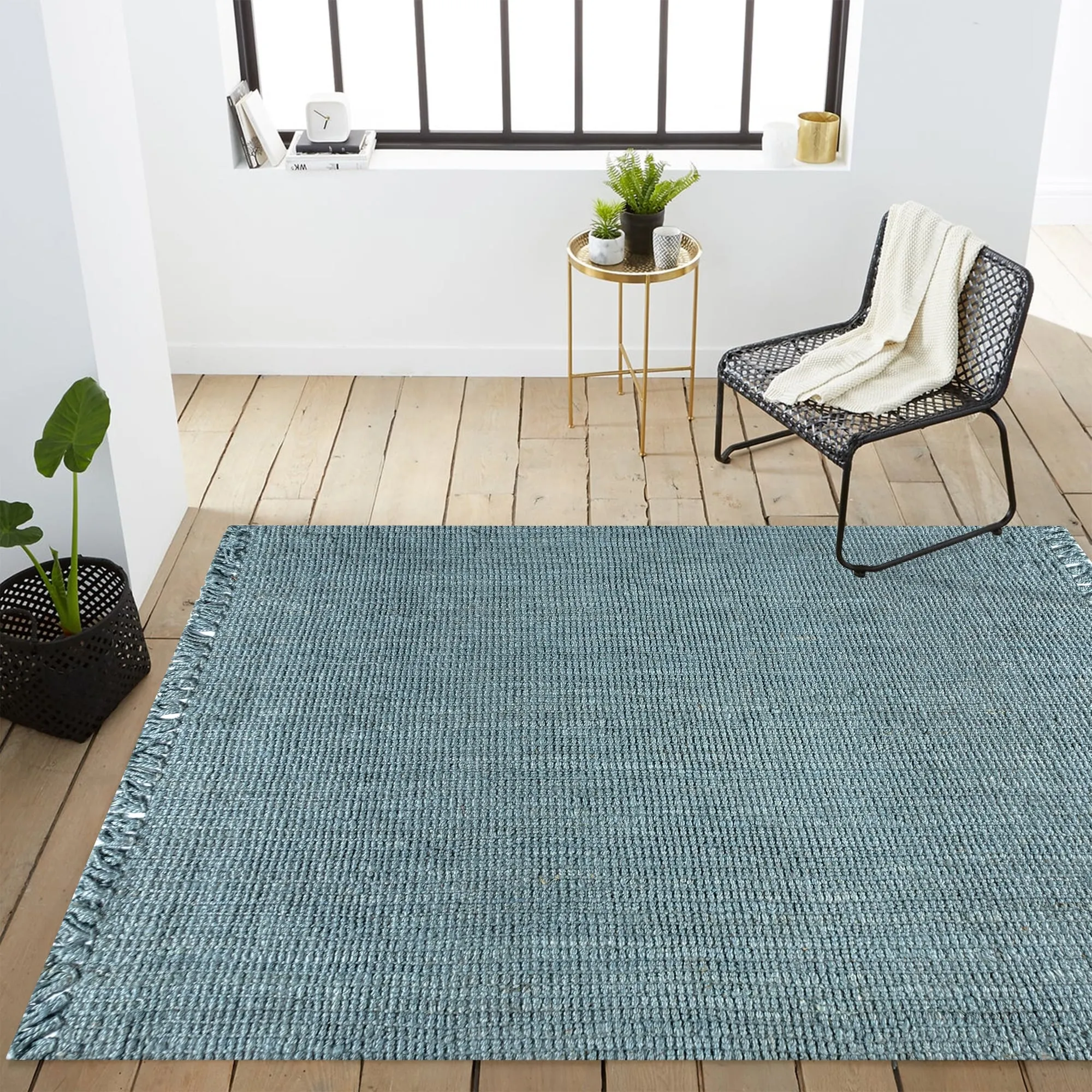 JONATHAN Y Maras Hand Woven Chunky Jute with Fringe Area Rug