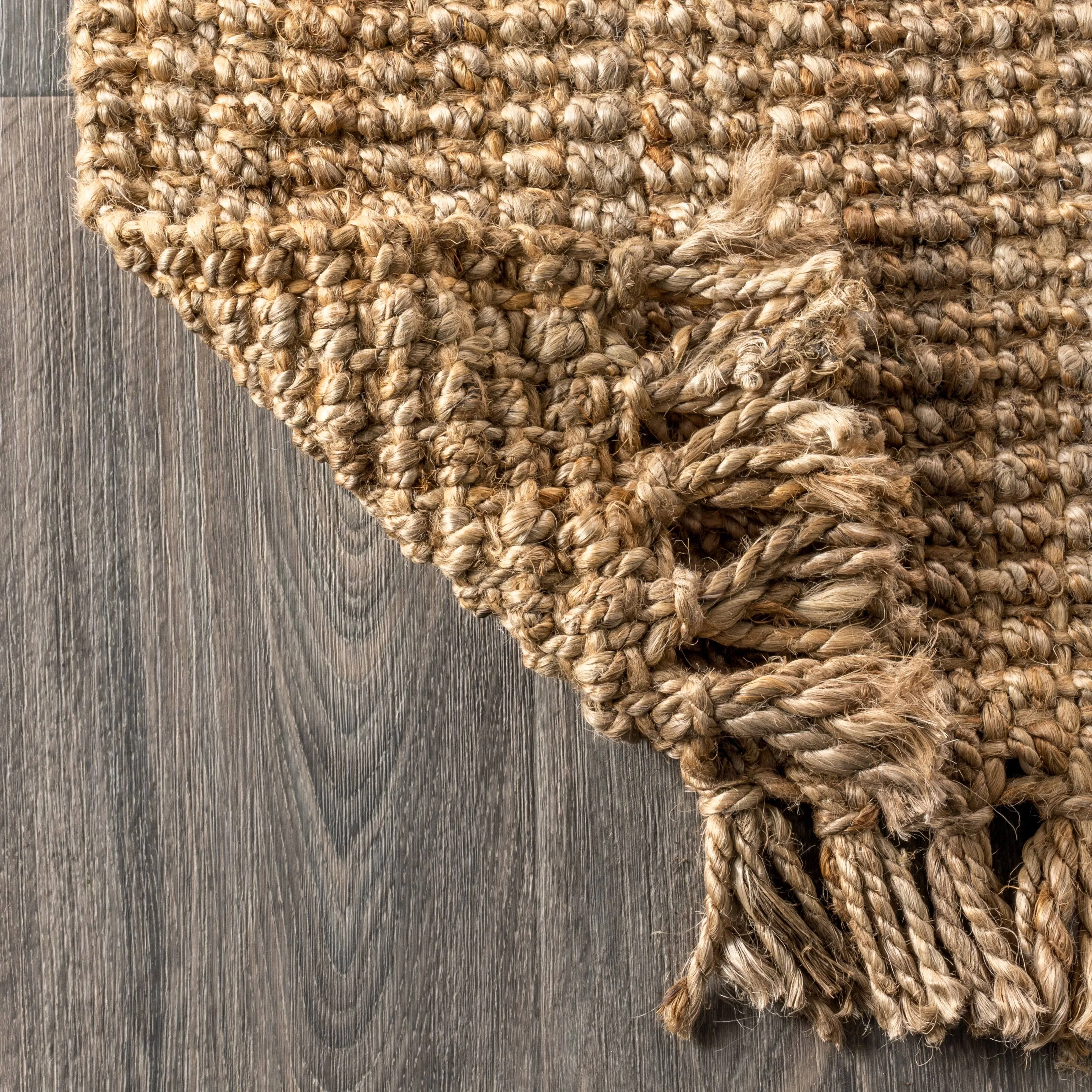 JONATHAN Y Maras Hand Woven Chunky Jute with Fringe Area Rug