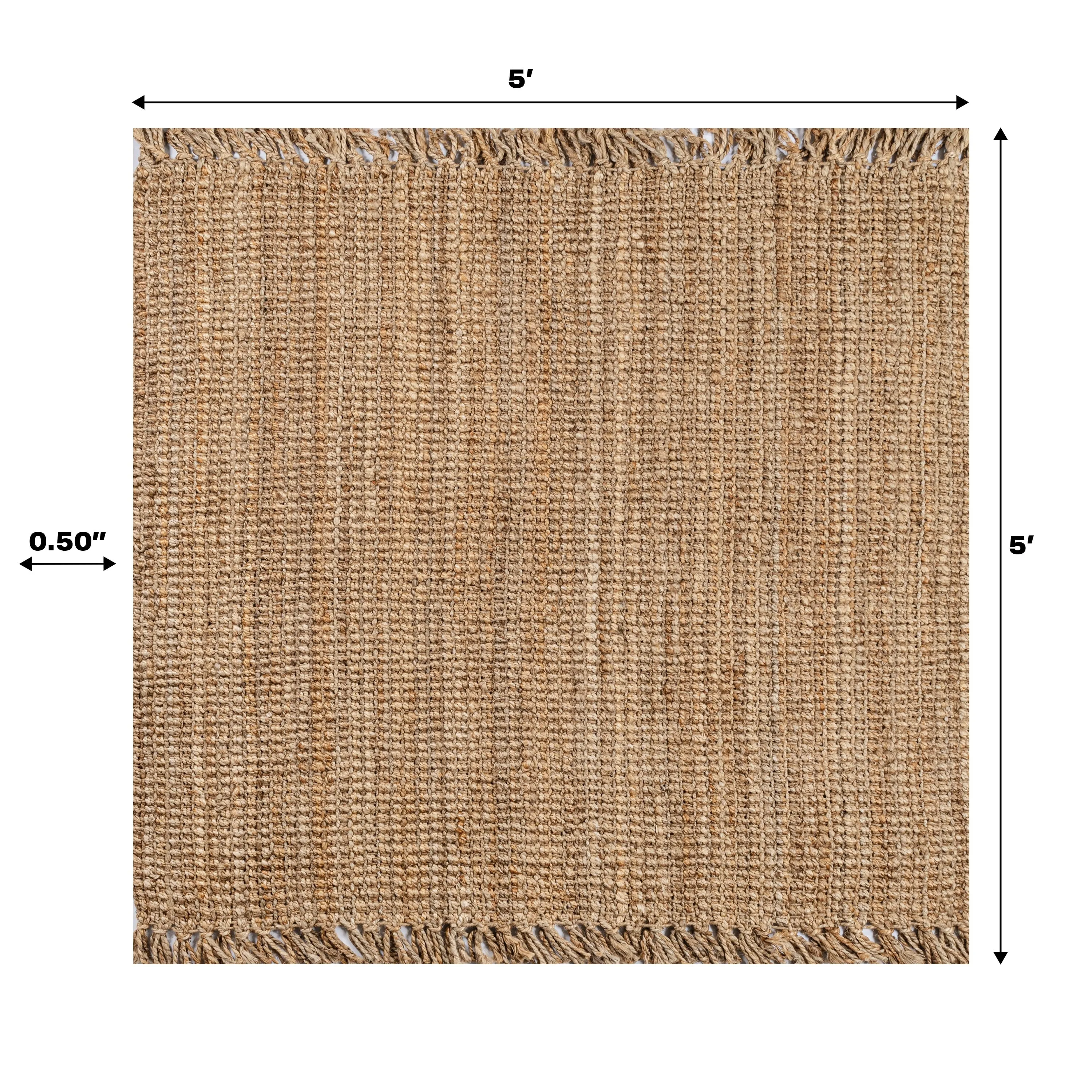 JONATHAN Y Maras Hand Woven Chunky Jute with Fringe Area Rug