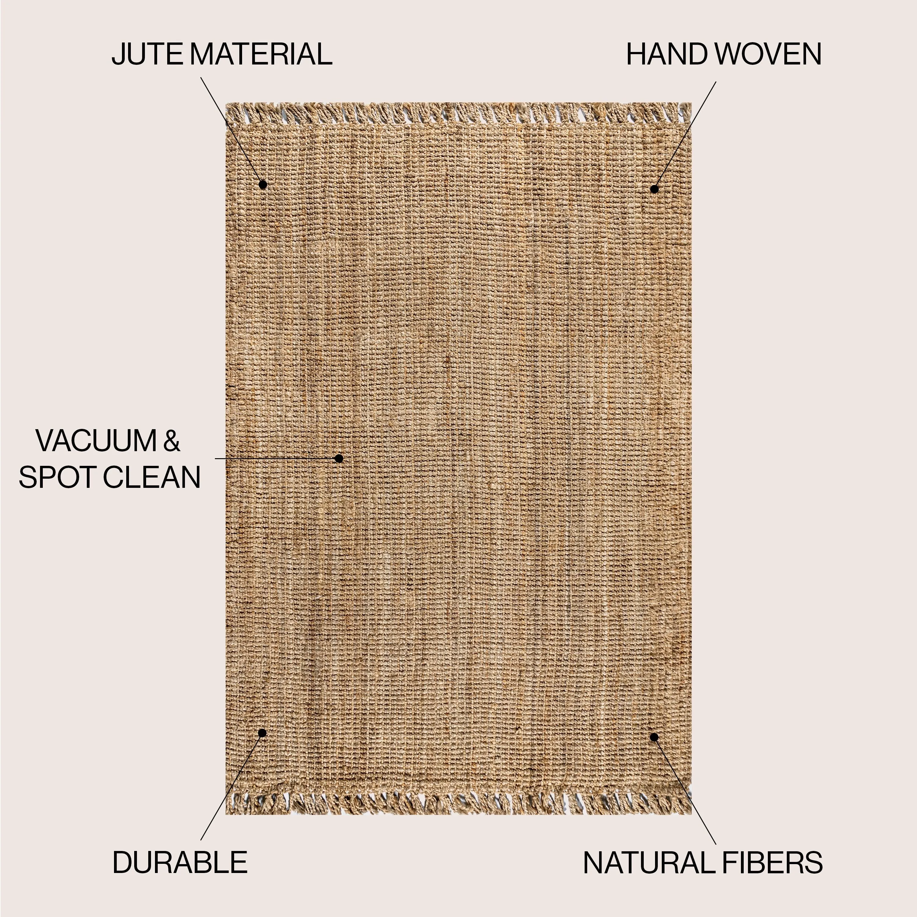JONATHAN Y Maras Hand Woven Chunky Jute with Fringe Area Rug