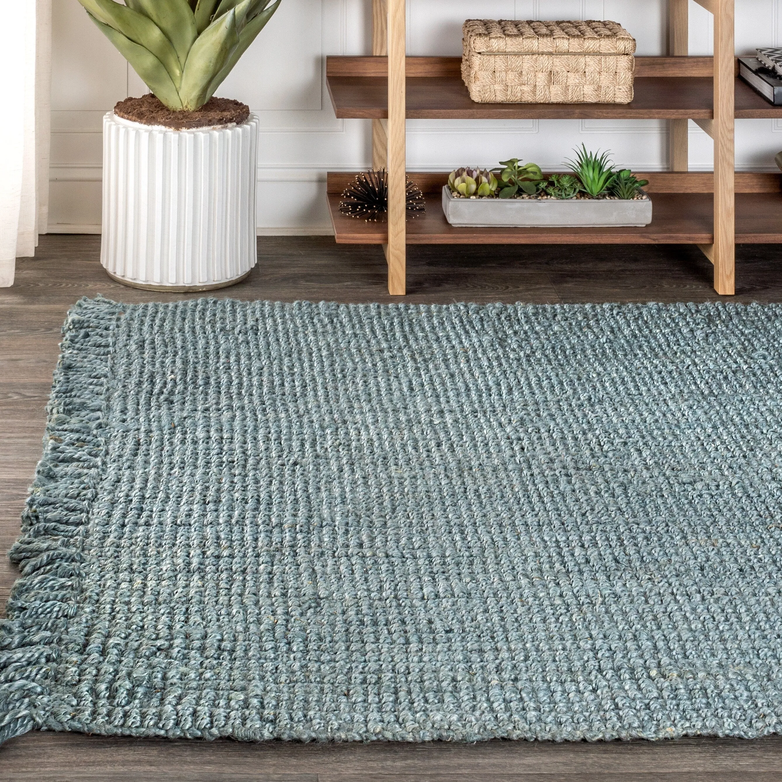 JONATHAN Y Maras Hand Woven Chunky Jute with Fringe Area Rug