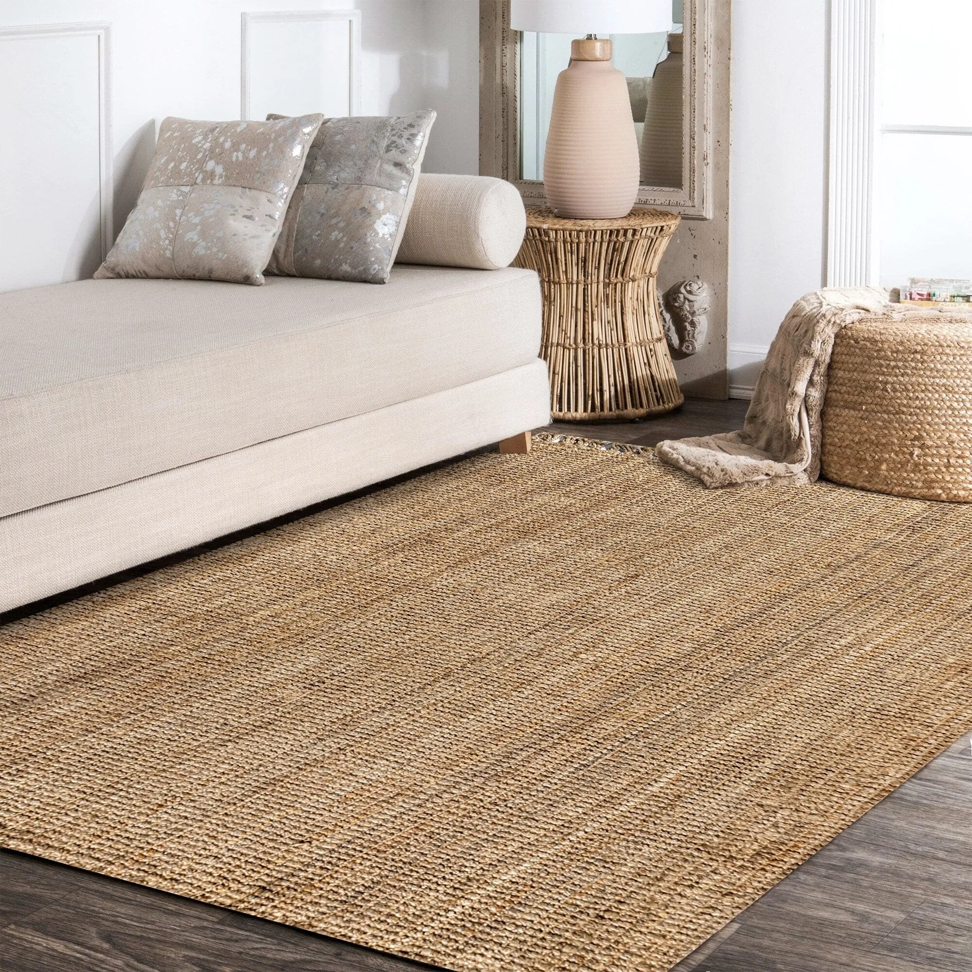 JONATHAN Y Maras Hand Woven Chunky Jute with Fringe Area Rug