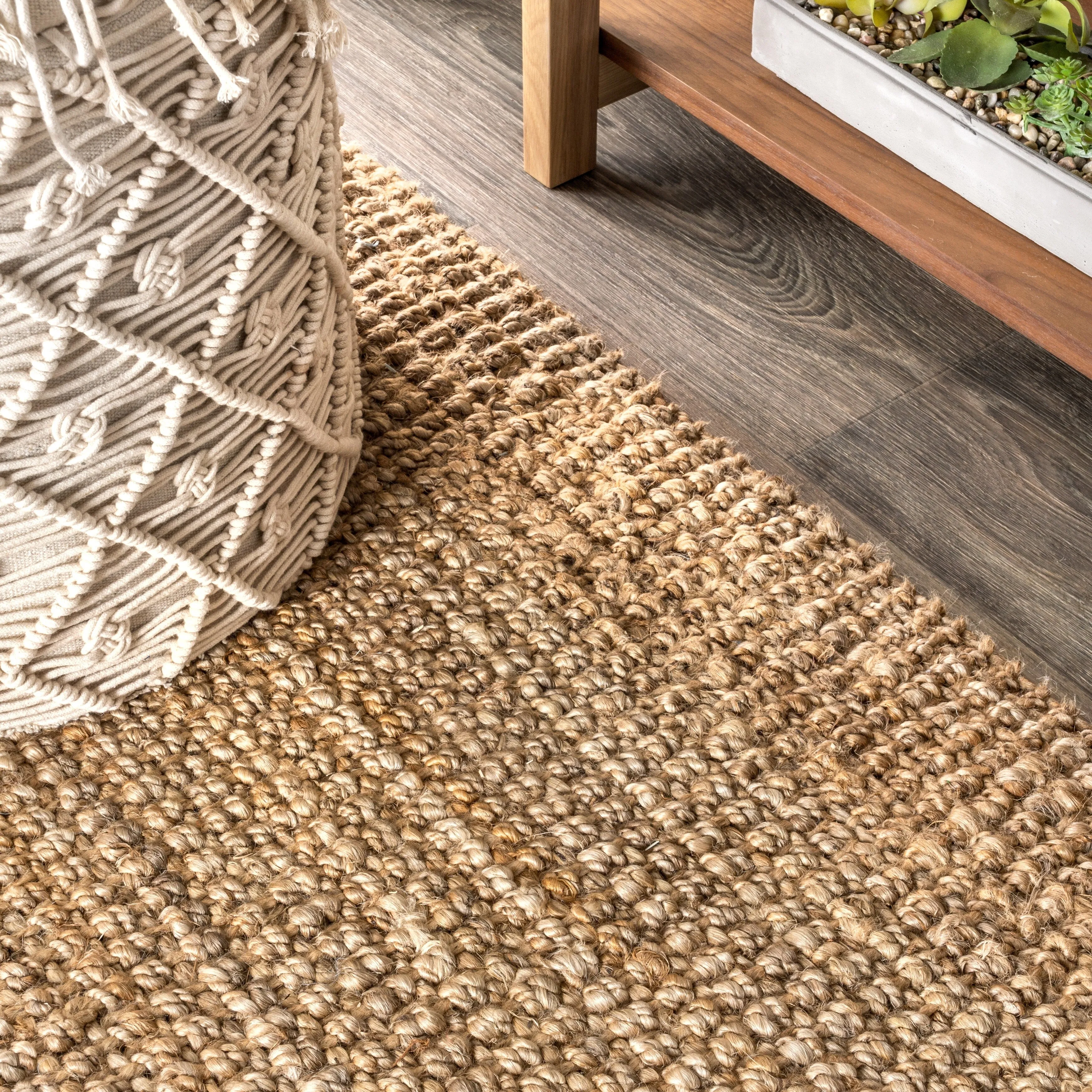 JONATHAN Y Maras Hand Woven Chunky Jute with Fringe Area Rug