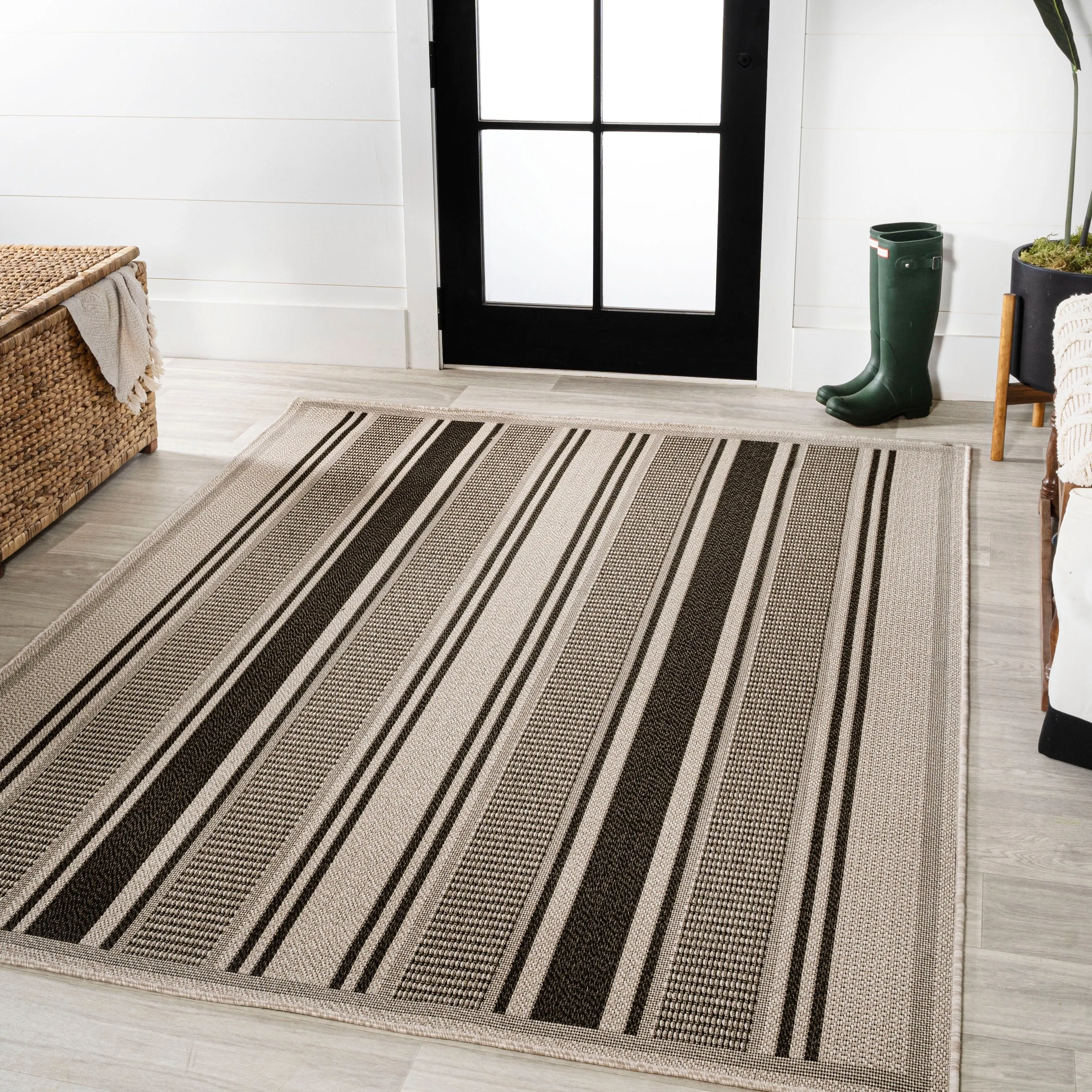 JONATHAN Y Negril Modern Double Stripe Indoor/Outdoor Area Rug