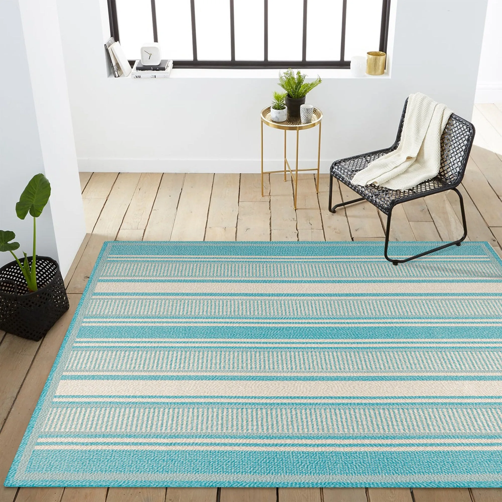 JONATHAN Y Negril Modern Double Stripe Indoor/Outdoor Area Rug
