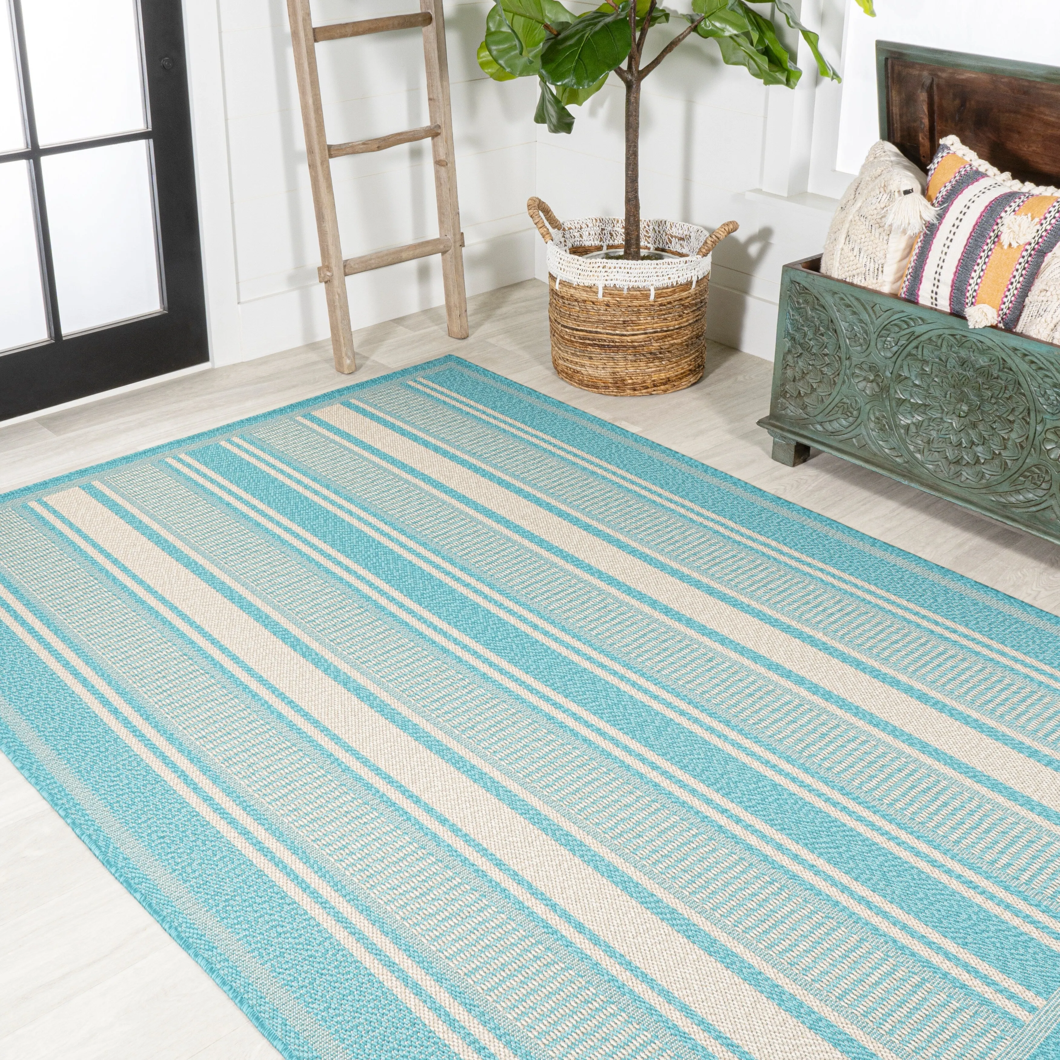 JONATHAN Y Negril Modern Double Stripe Indoor/Outdoor Area Rug