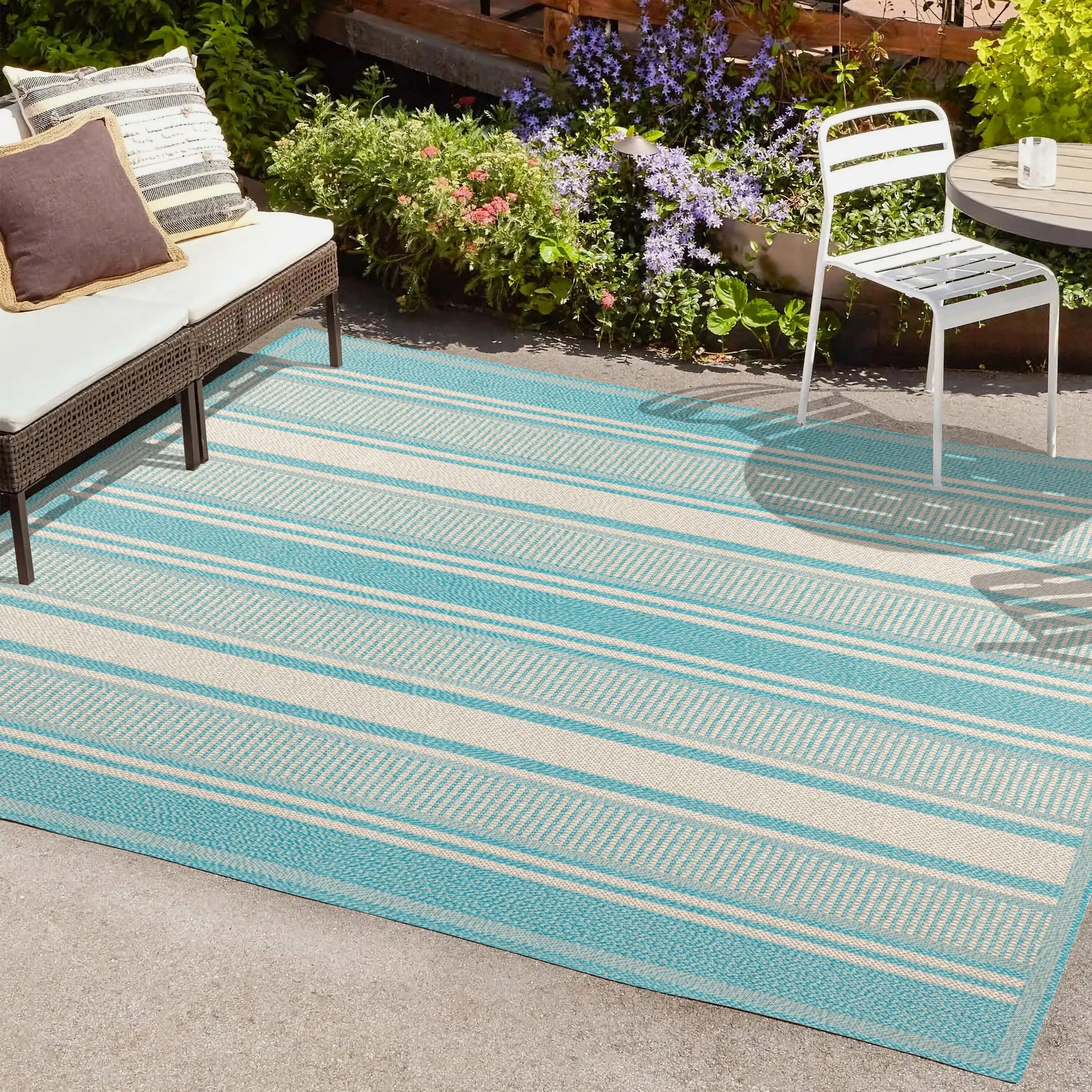 JONATHAN Y Negril Modern Double Stripe Indoor/Outdoor Area Rug