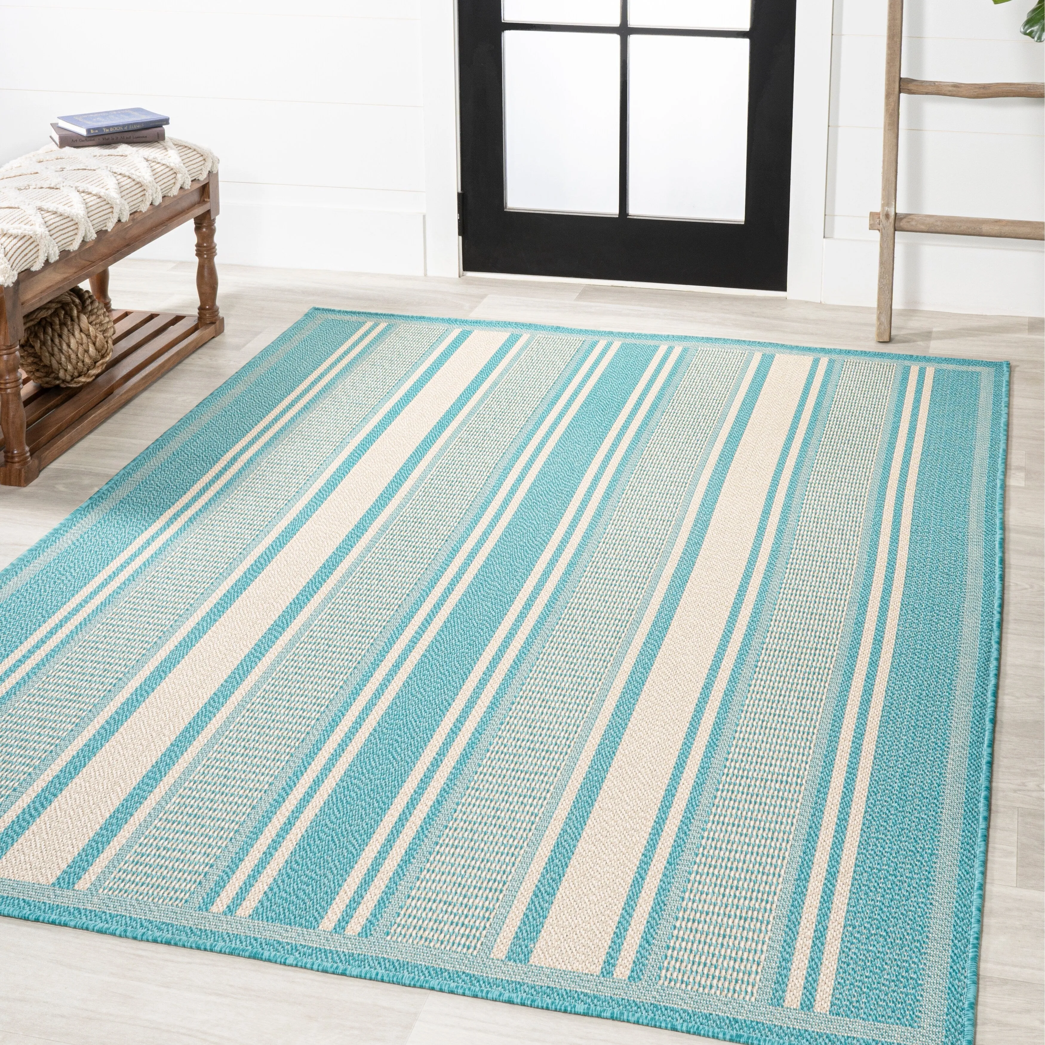 JONATHAN Y Negril Modern Double Stripe Indoor/Outdoor Area Rug