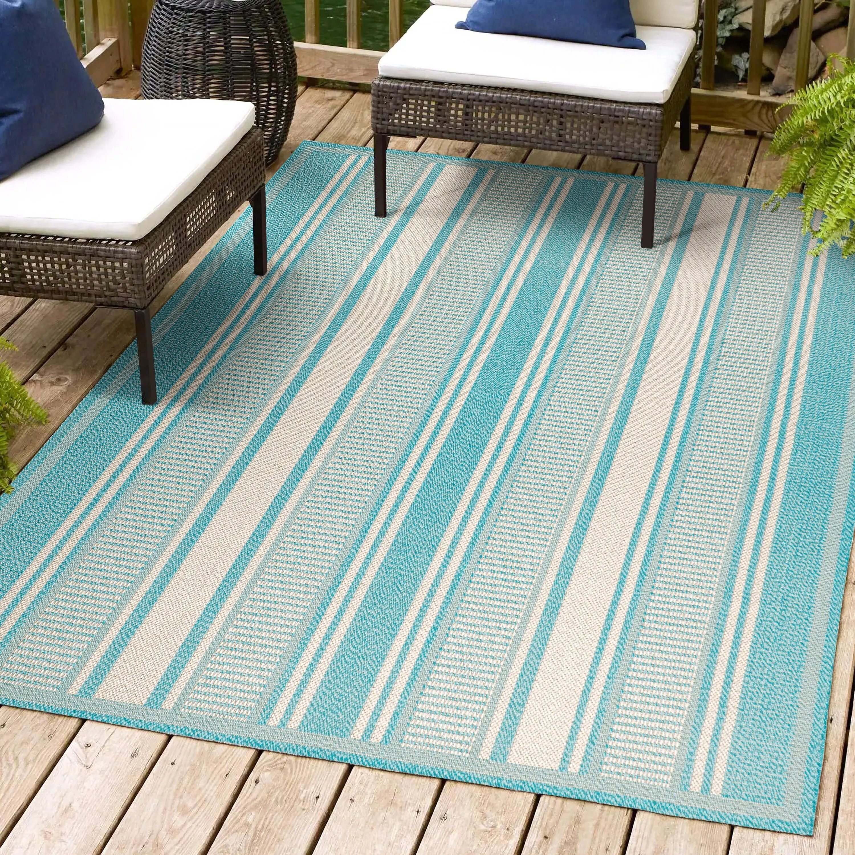 JONATHAN Y Negril Modern Double Stripe Indoor/Outdoor Area Rug