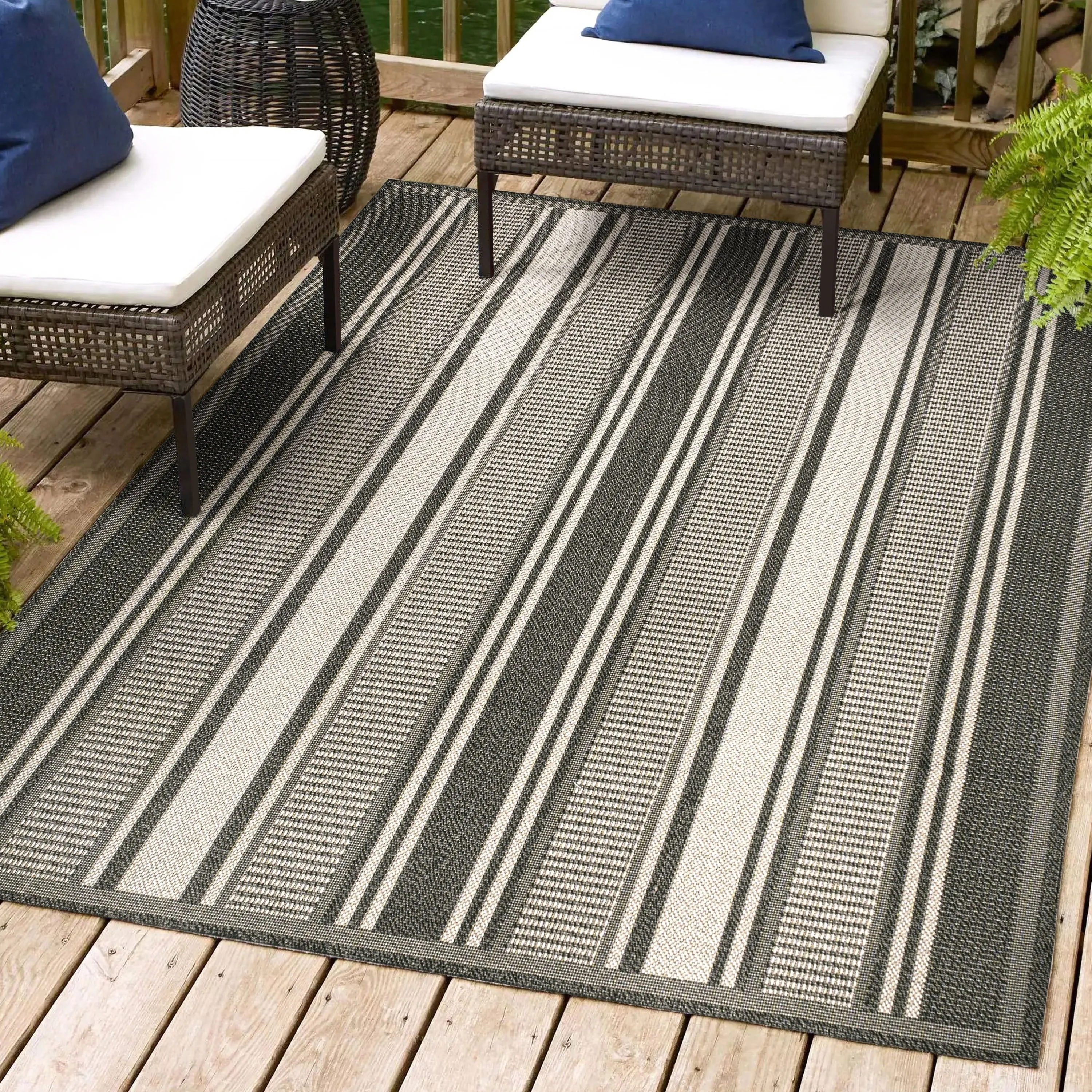 JONATHAN Y Negril Modern Double Stripe Indoor/Outdoor Area Rug
