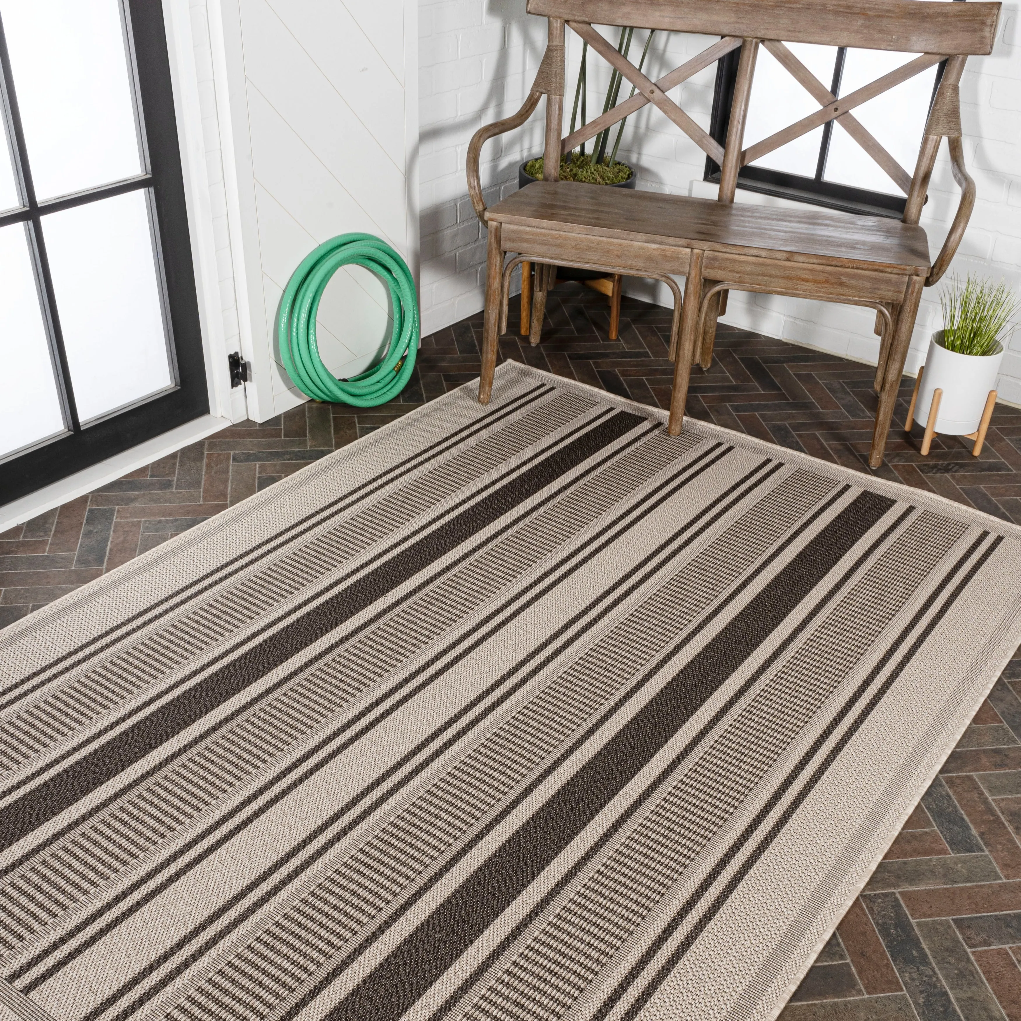 JONATHAN Y Negril Modern Double Stripe Indoor/Outdoor Area Rug