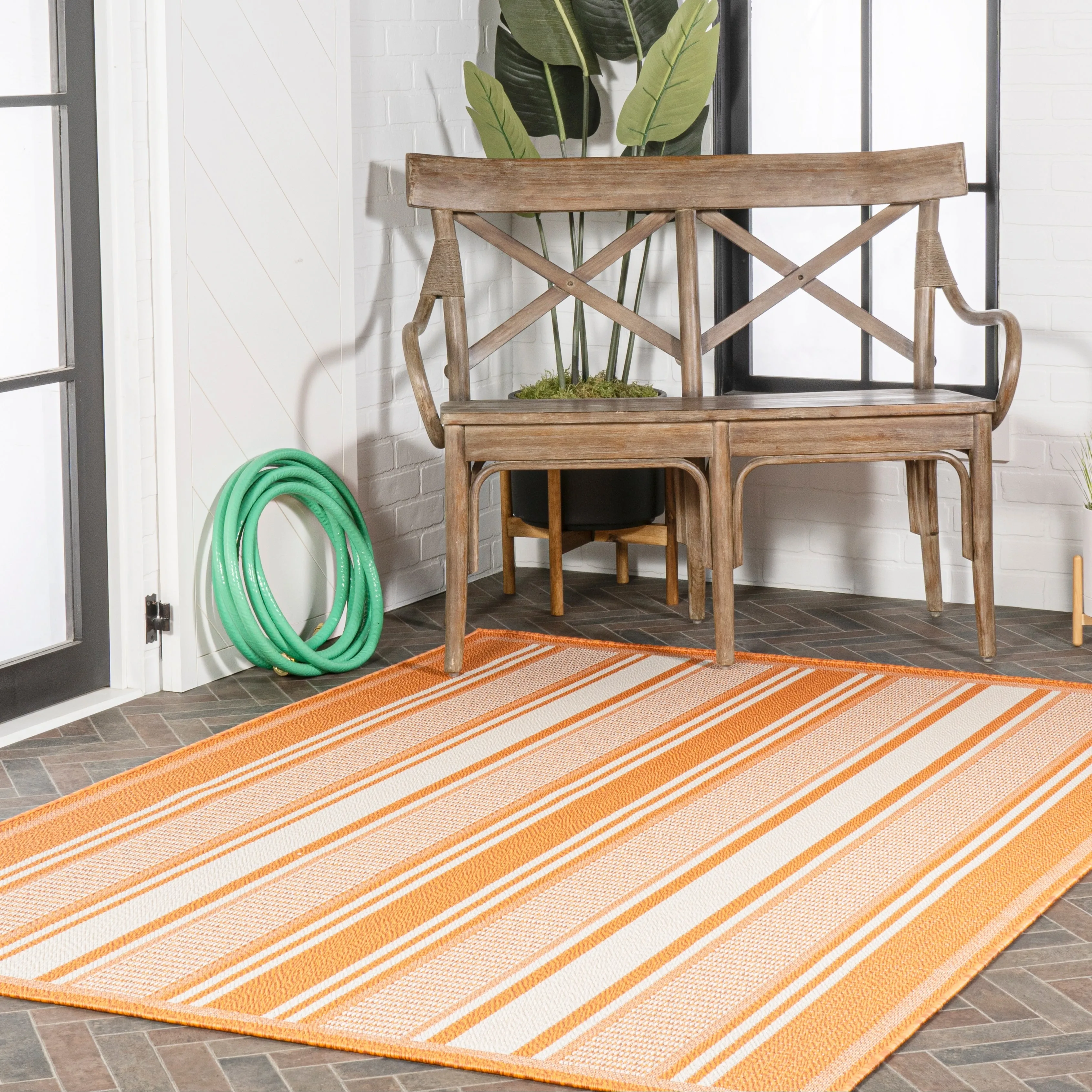 JONATHAN Y Negril Modern Double Stripe Indoor/Outdoor Area Rug