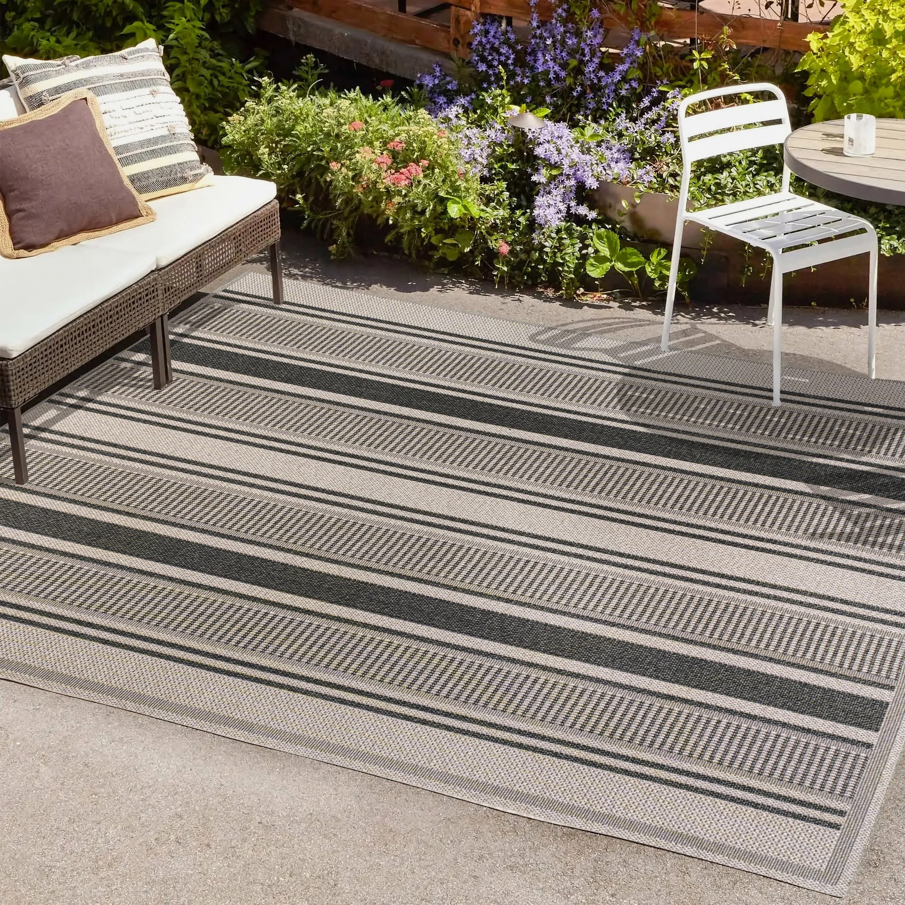 JONATHAN Y Negril Modern Double Stripe Indoor/Outdoor Area Rug