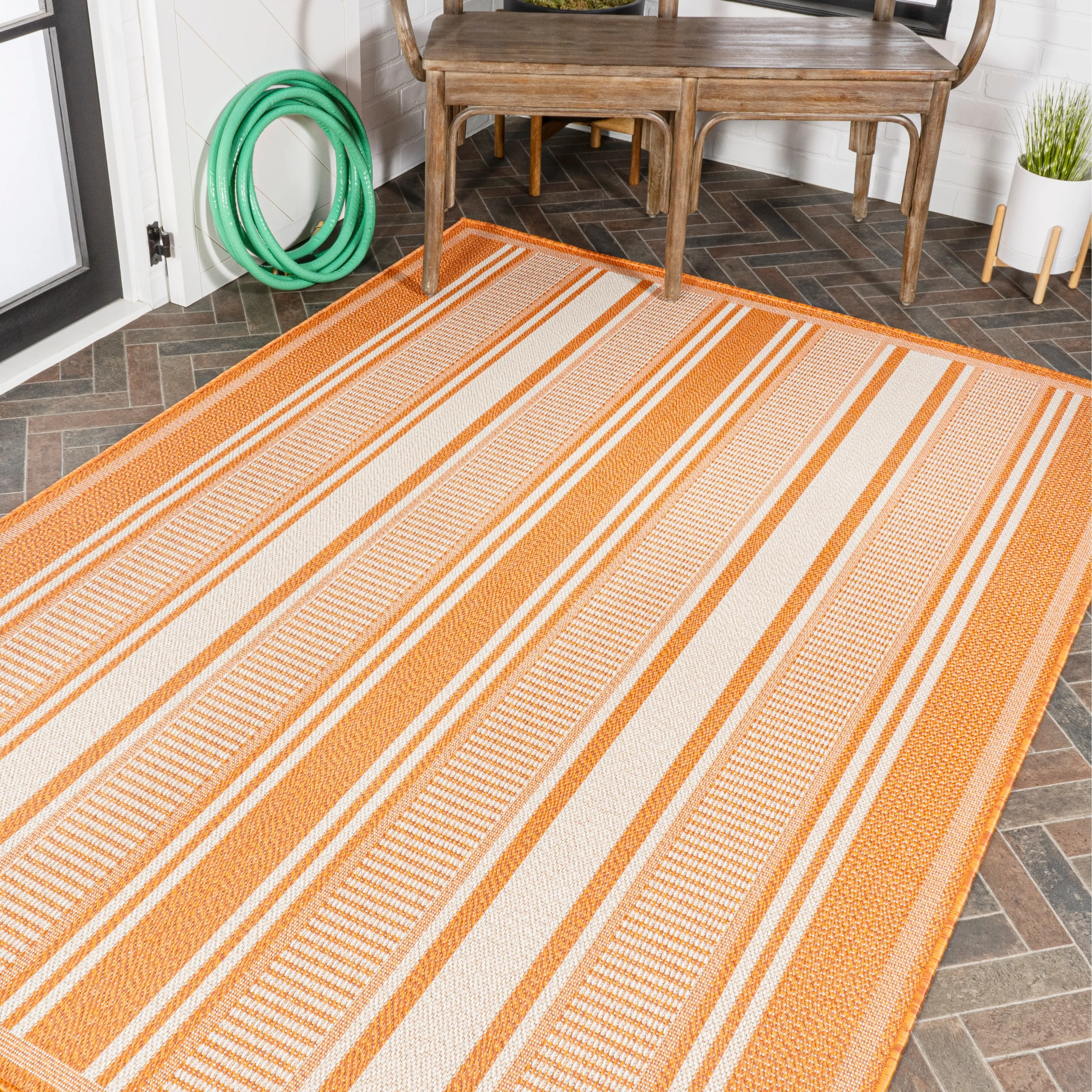 JONATHAN Y Negril Modern Double Stripe Indoor/Outdoor Area Rug