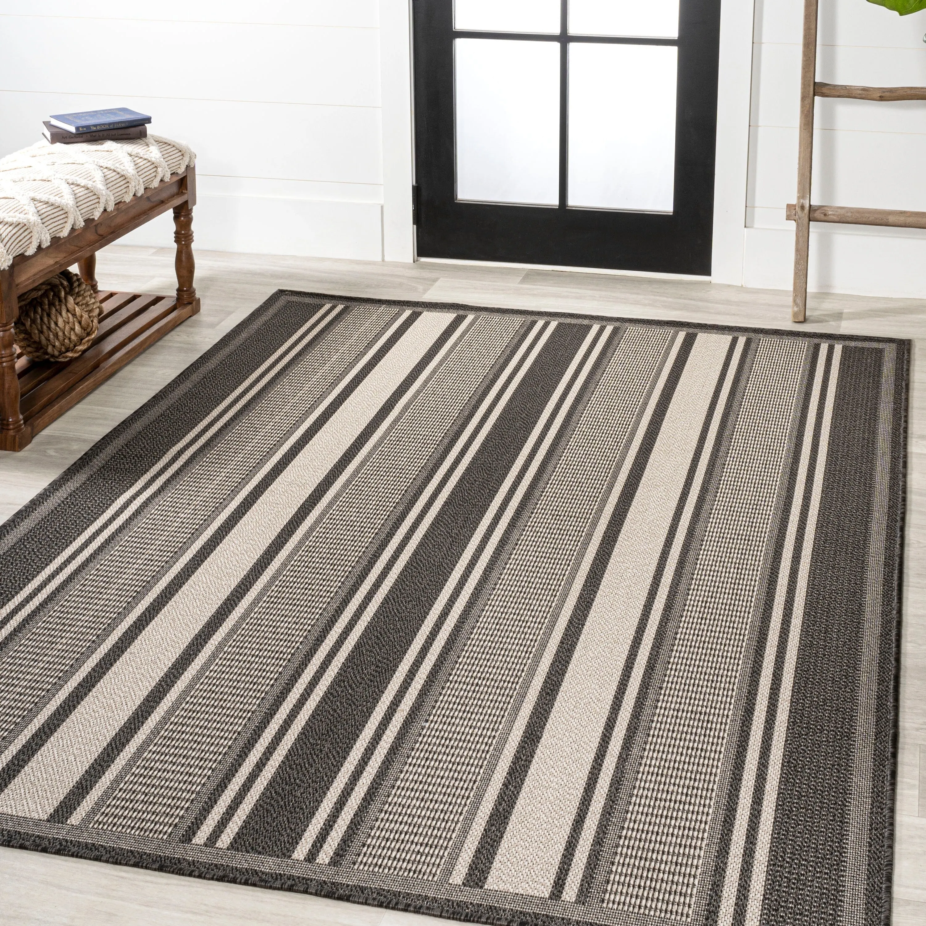 JONATHAN Y Negril Modern Double Stripe Indoor/Outdoor Area Rug