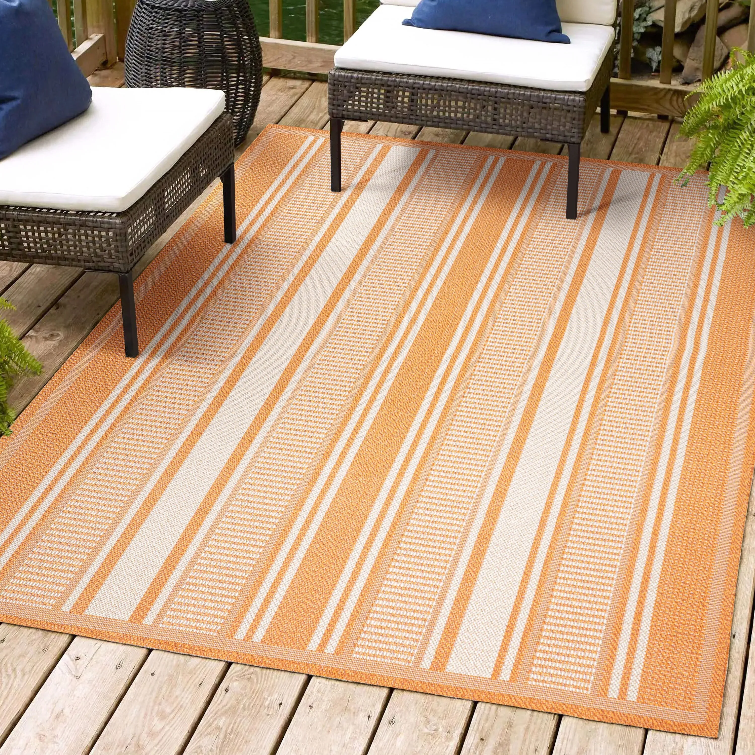 JONATHAN Y Negril Modern Double Stripe Indoor/Outdoor Area Rug