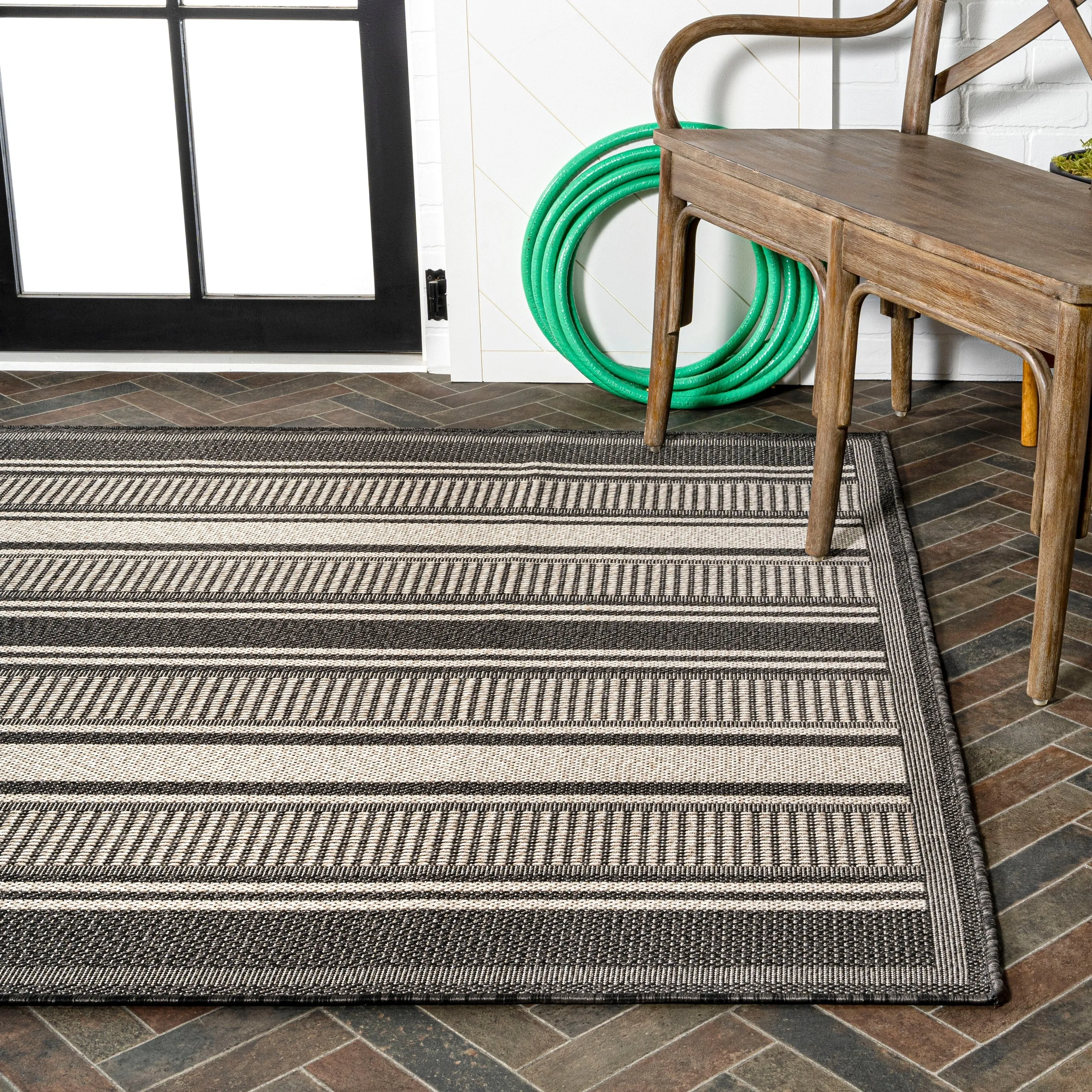 JONATHAN Y Negril Modern Double Stripe Indoor/Outdoor Area Rug