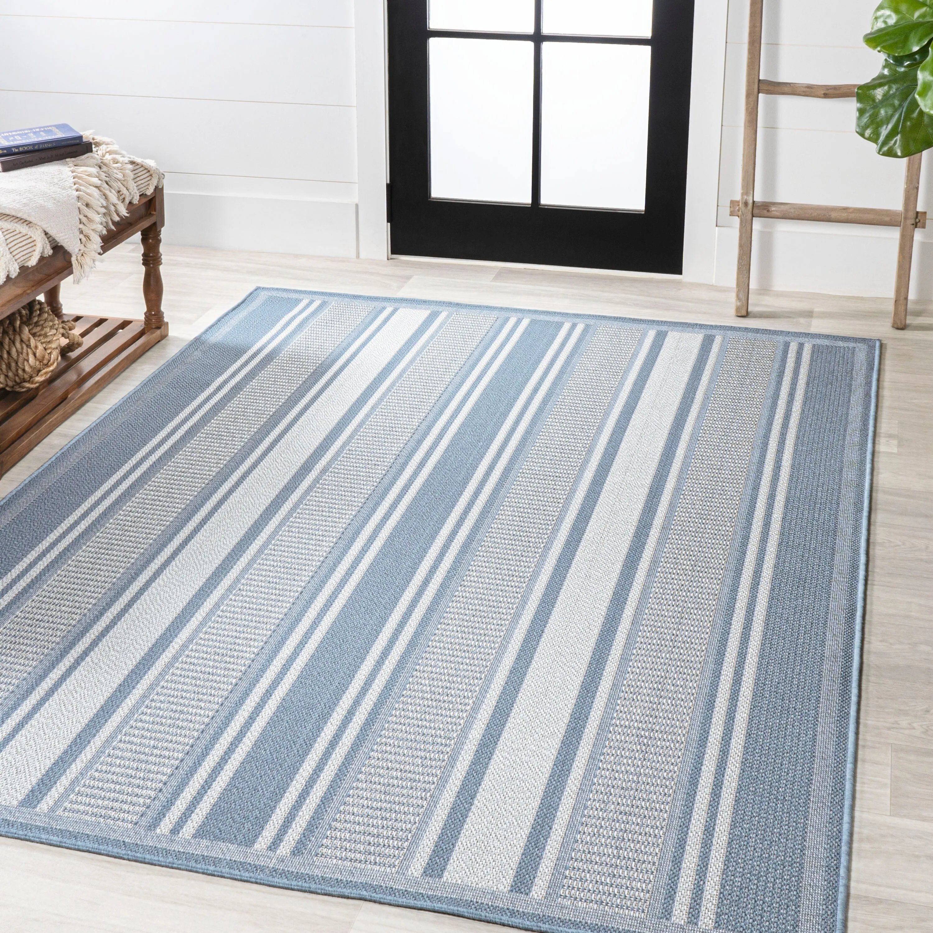 JONATHAN Y Negril Modern Double Stripe Indoor/Outdoor Area Rug