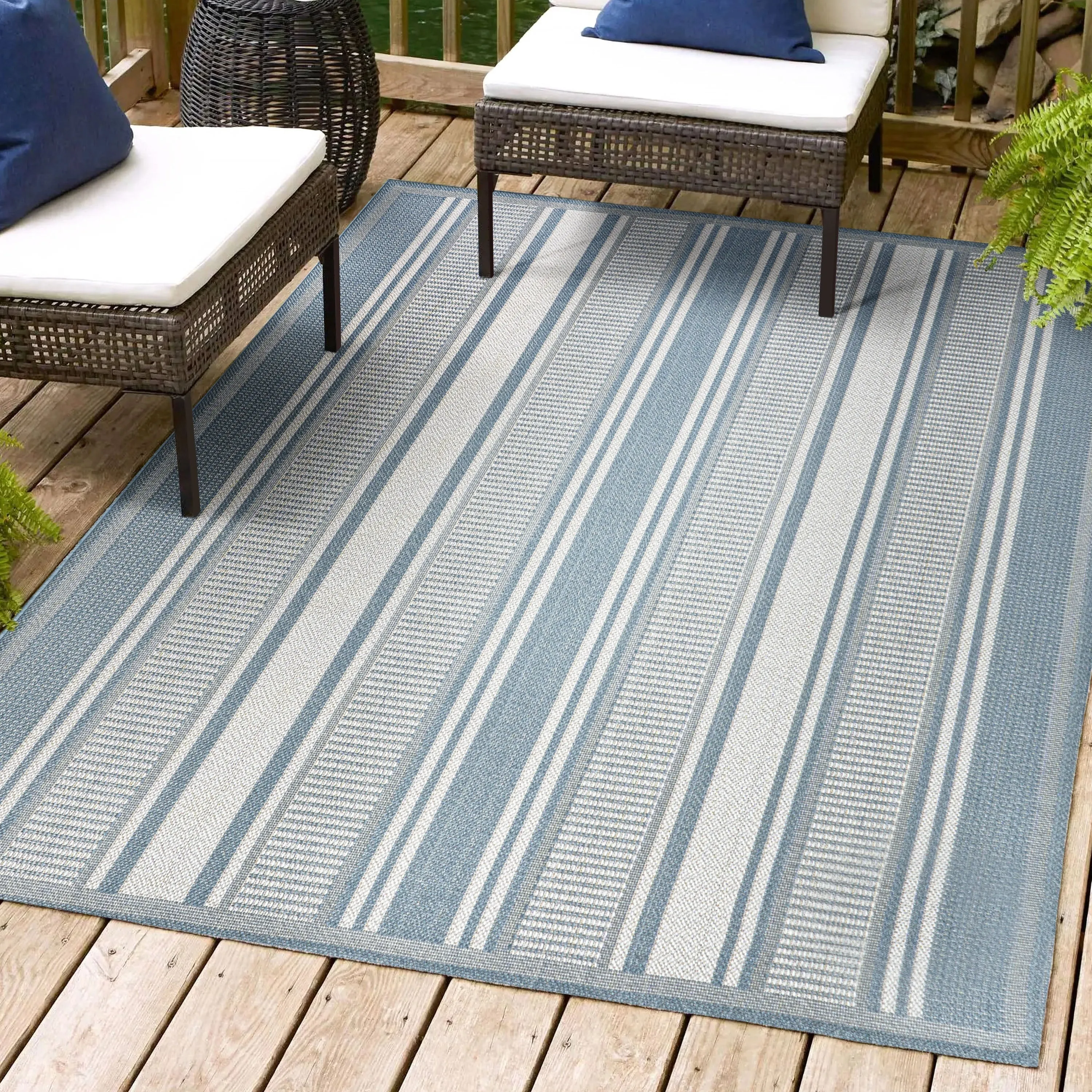 JONATHAN Y Negril Modern Double Stripe Indoor/Outdoor Area Rug