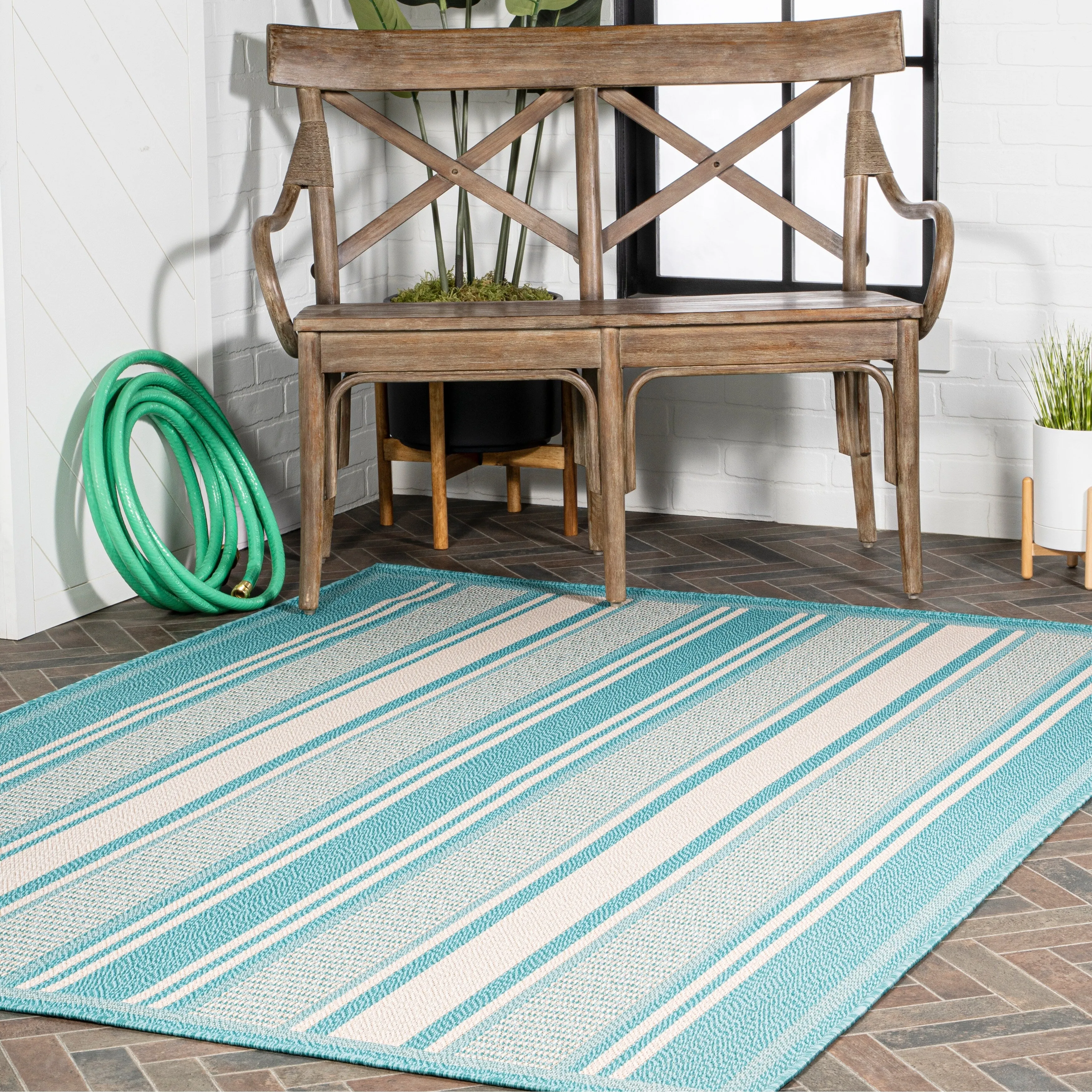 JONATHAN Y Negril Modern Double Stripe Indoor/Outdoor Area Rug