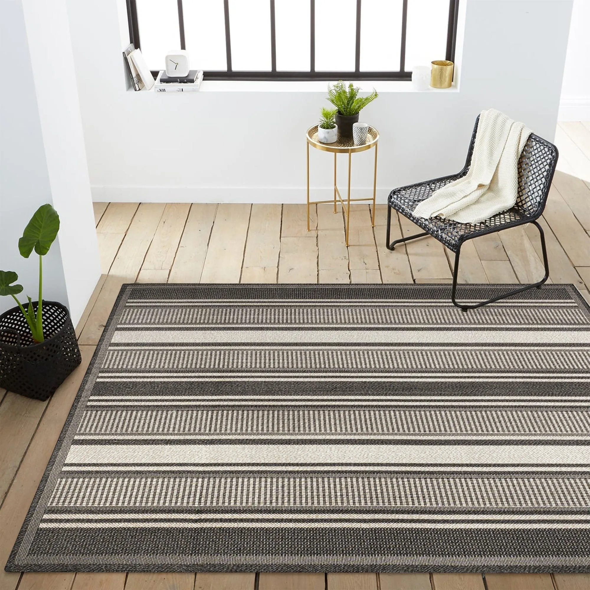 JONATHAN Y Negril Modern Double Stripe Indoor/Outdoor Area Rug