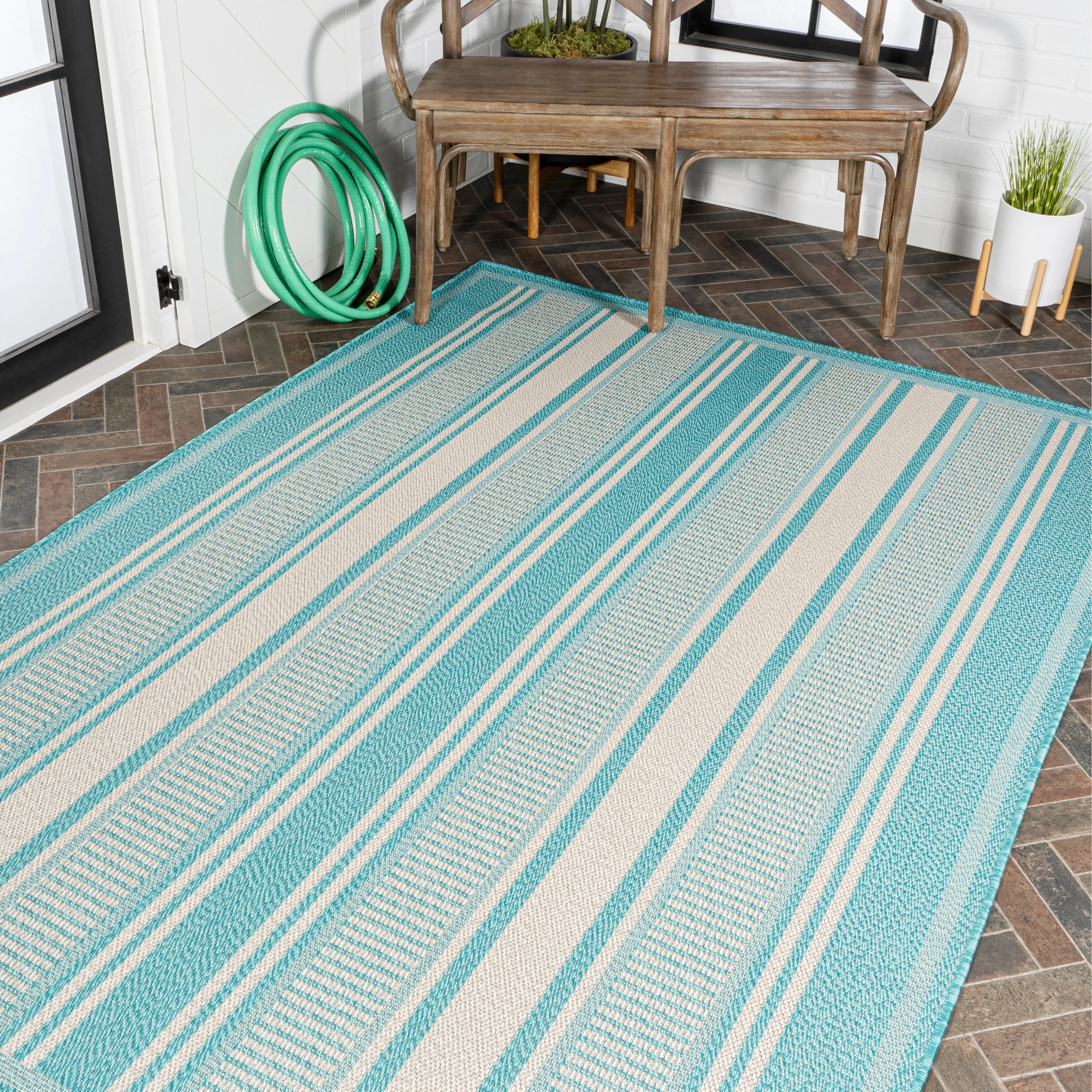 JONATHAN Y Negril Modern Double Stripe Indoor/Outdoor Area Rug