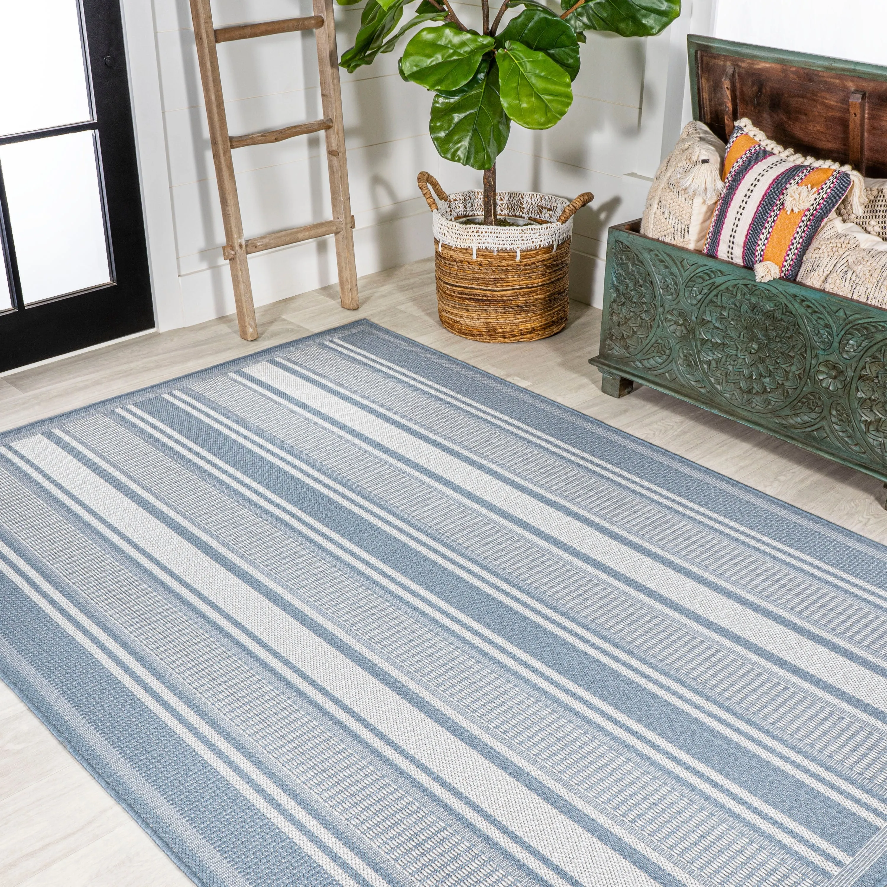 JONATHAN Y Negril Modern Double Stripe Indoor/Outdoor Area Rug