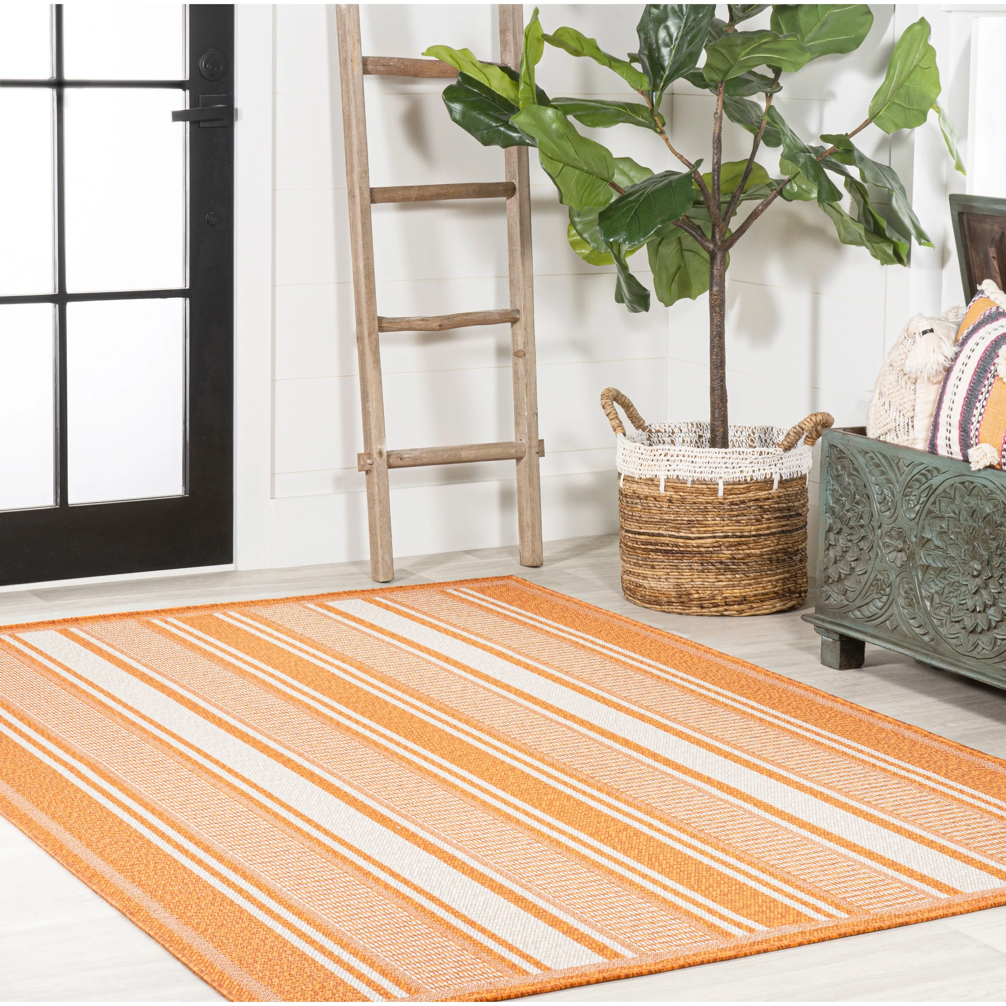 JONATHAN Y Negril Modern Double Stripe Indoor/Outdoor Area Rug