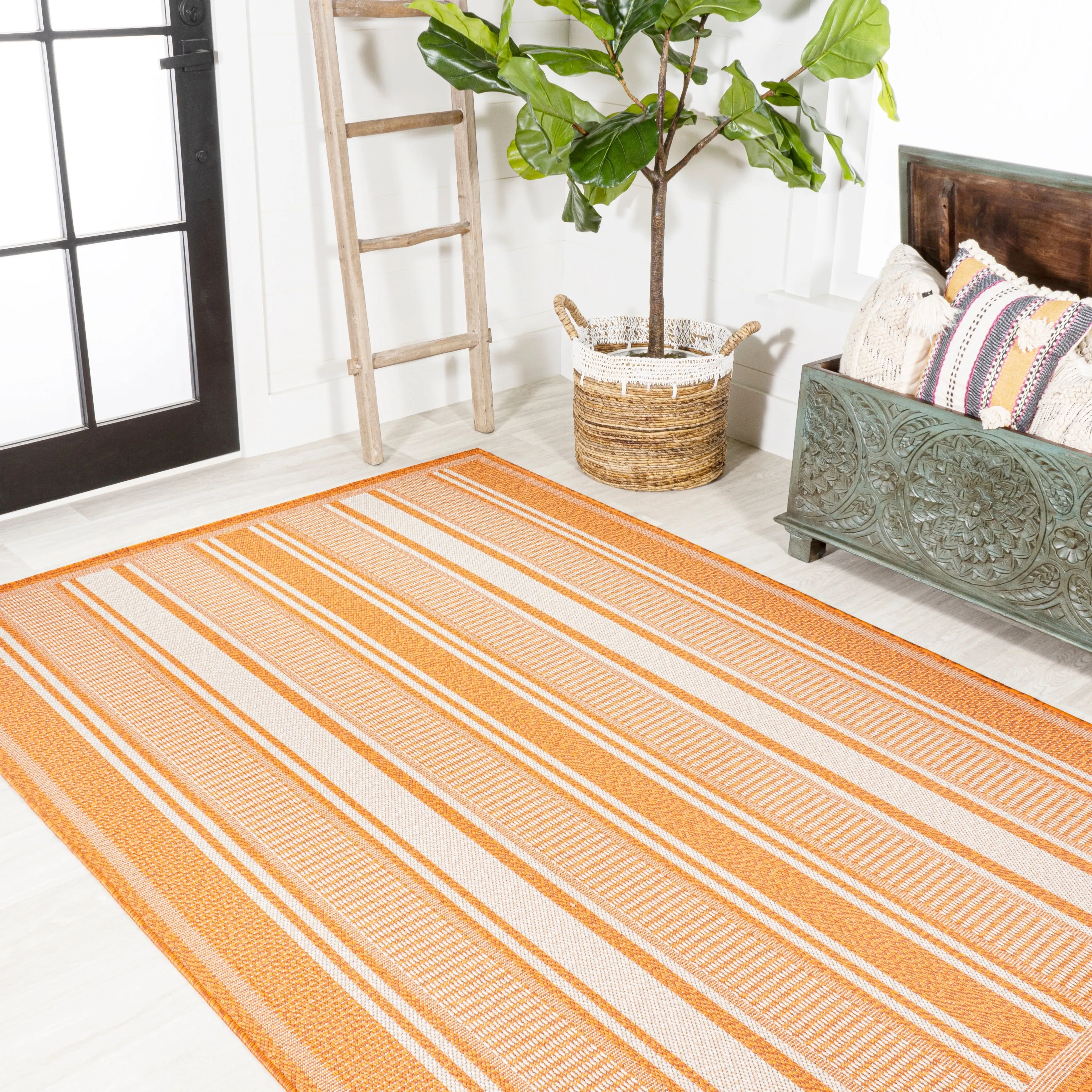 JONATHAN Y Negril Modern Double Stripe Indoor/Outdoor Area Rug