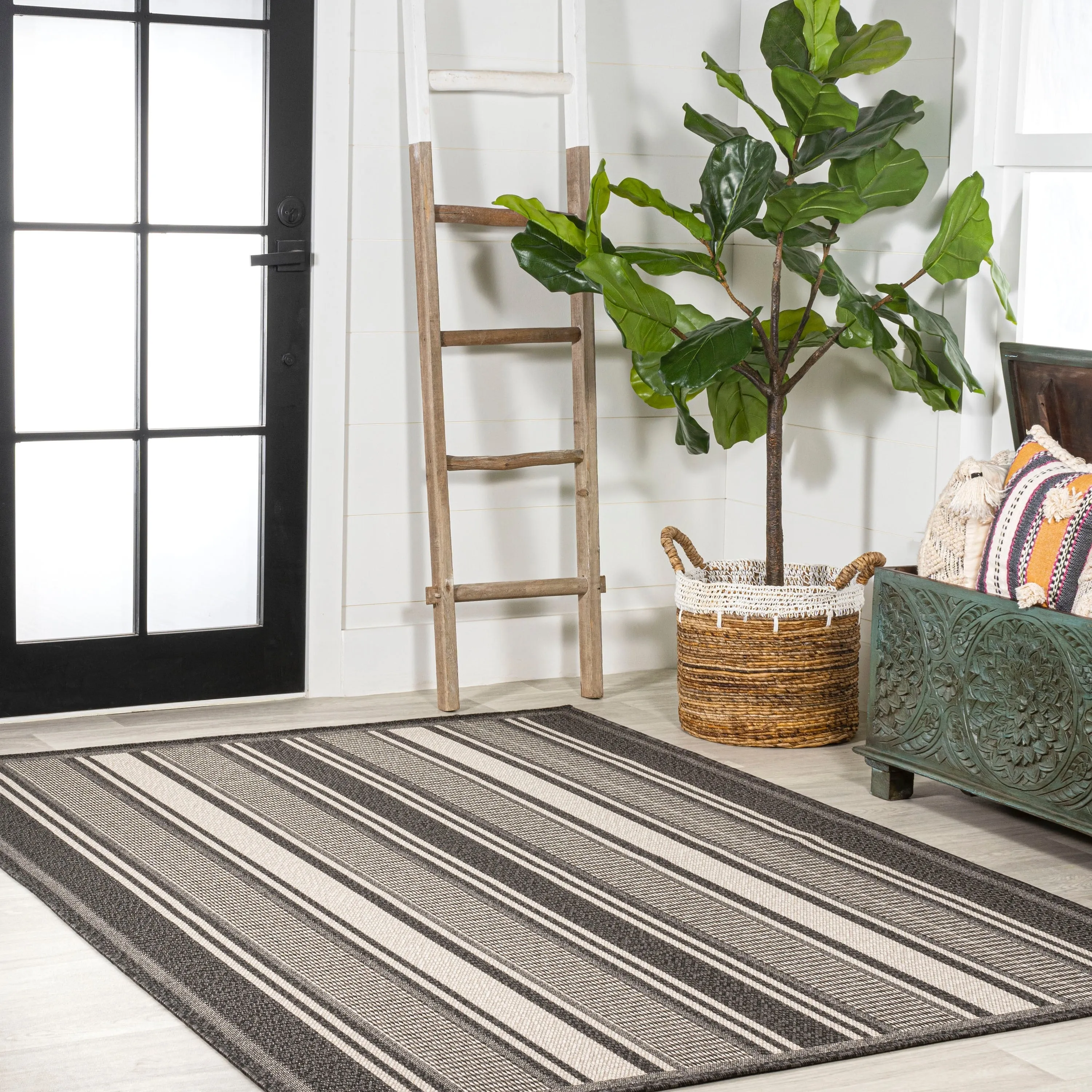 JONATHAN Y Negril Modern Double Stripe Indoor/Outdoor Area Rug