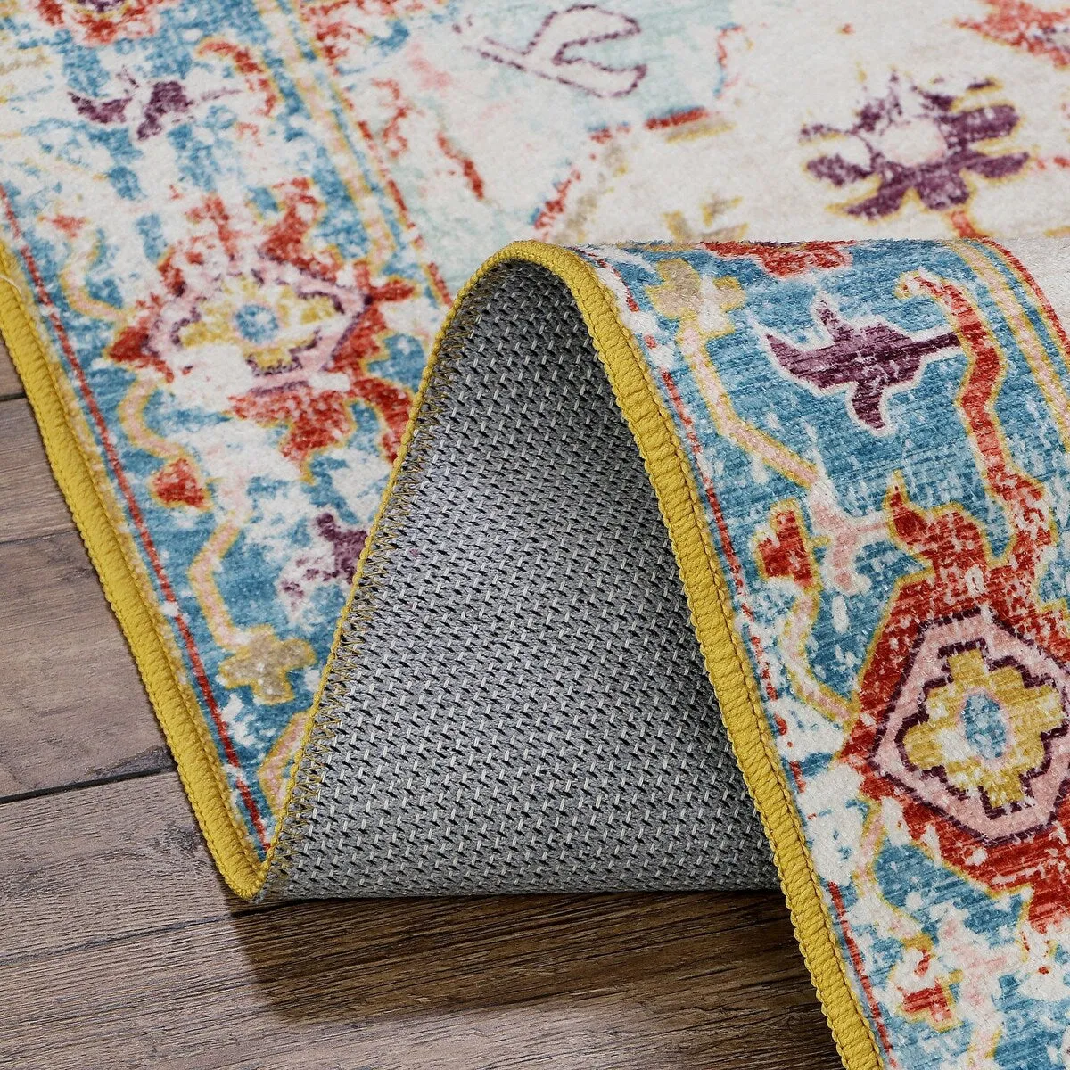 Kaspene Home Multi Colored Medallion Washable Accent Area Rug