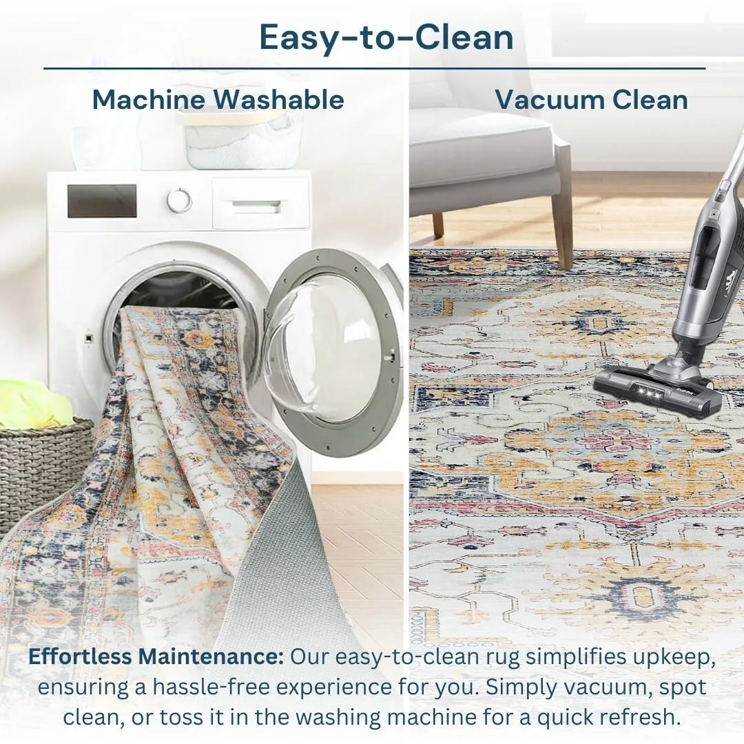 Kaspene Home Multi Colored Medallion Washable Accent Area Rug